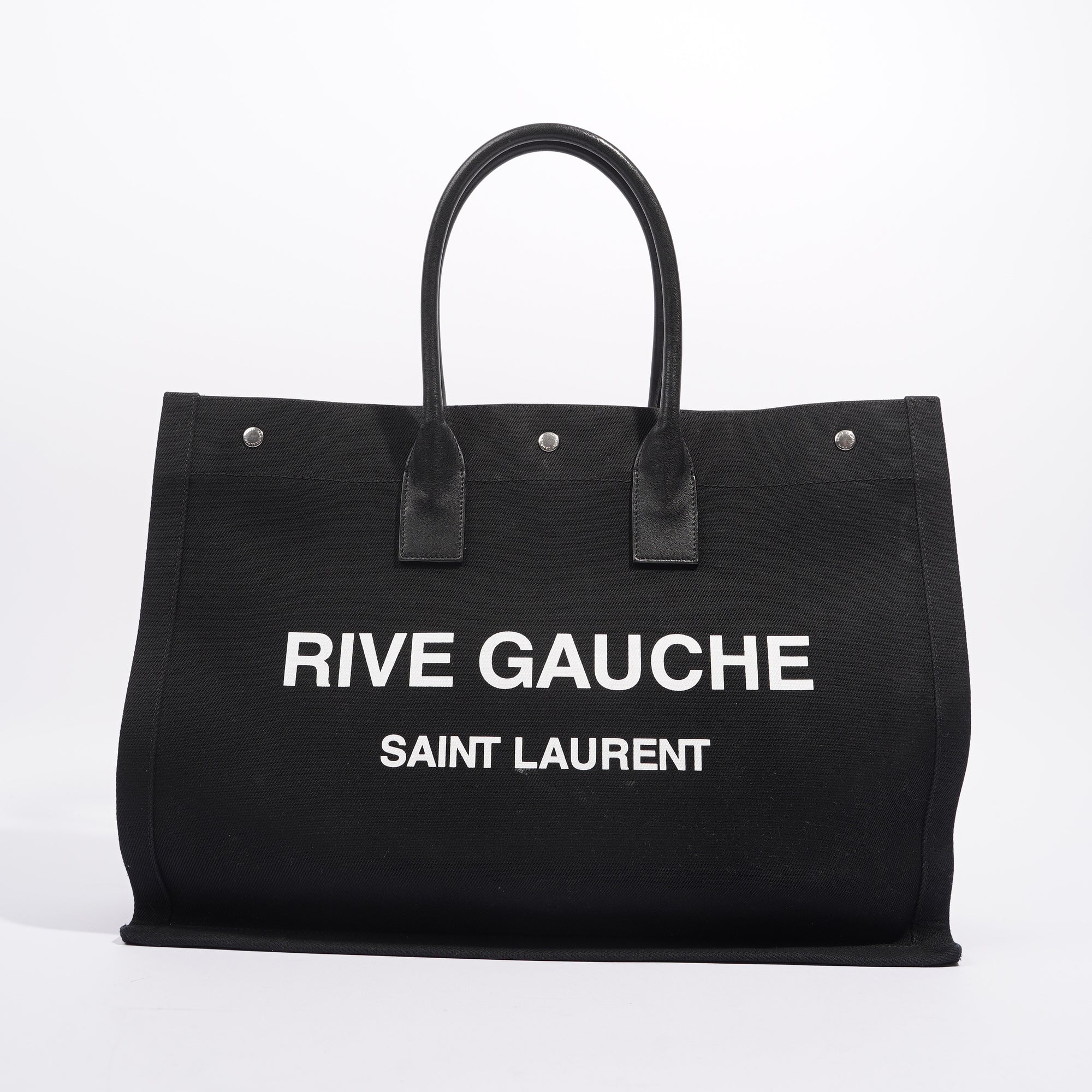 Saint Laurent Womens Rive Gauche Tote Black / White Large