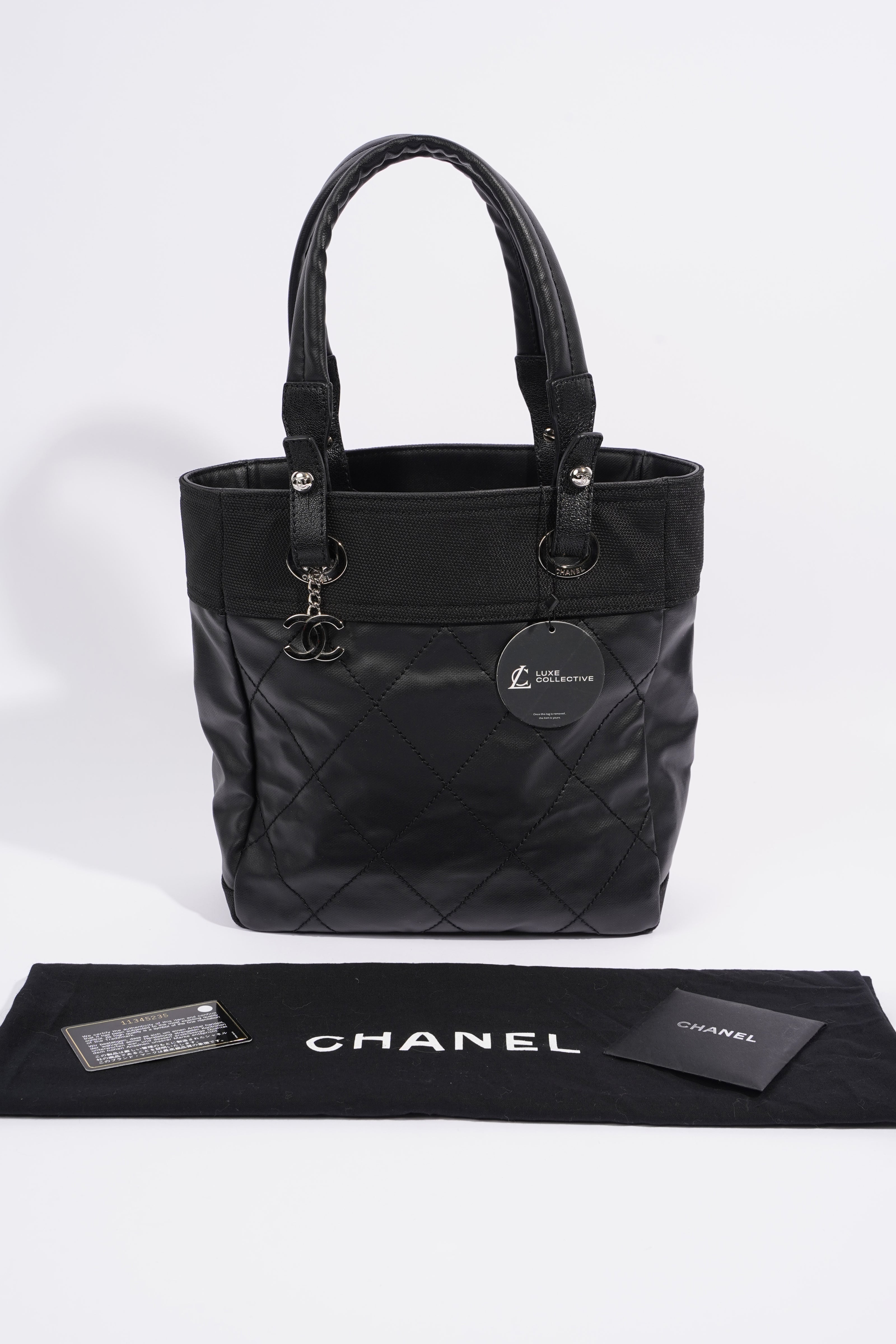 Chanel Paris Biarritz Tote Black Canvas