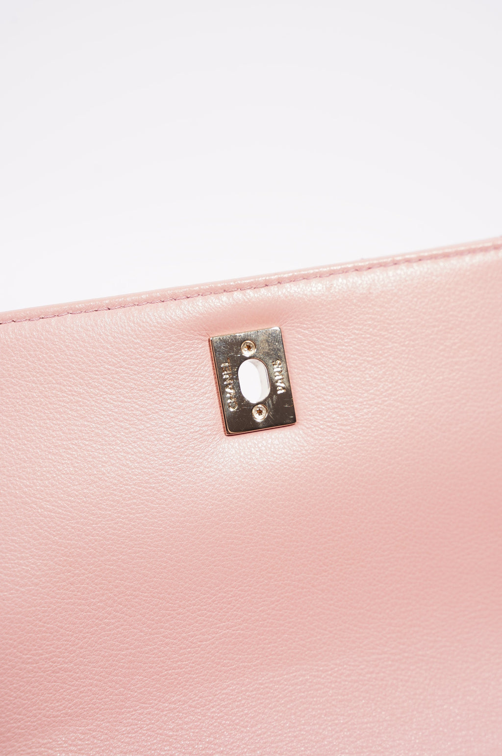 Chanel Womens Chevron Chic Top Handle Bag Pink Caviar Small