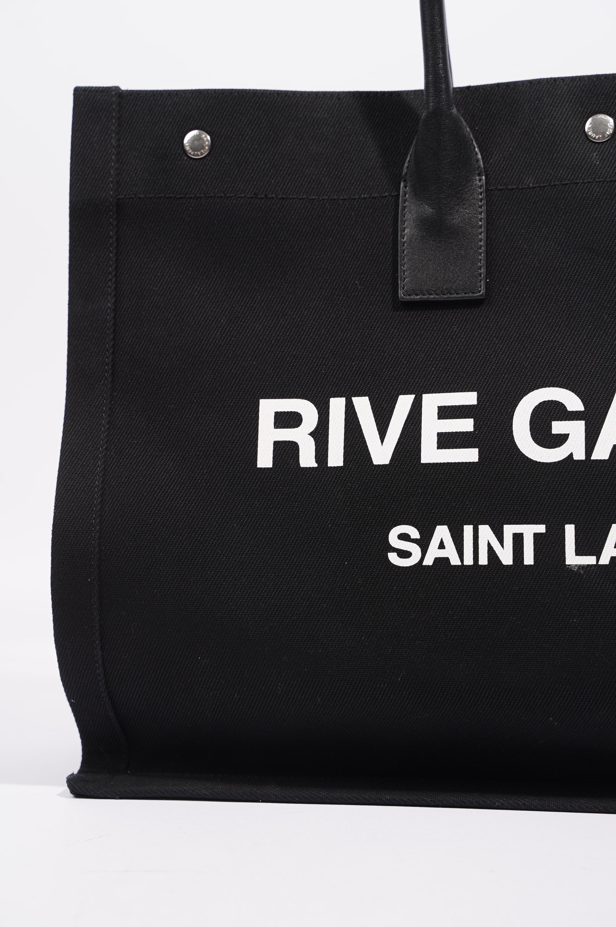 Saint Laurent Womens Rive Gauche Tote Black / White Large
