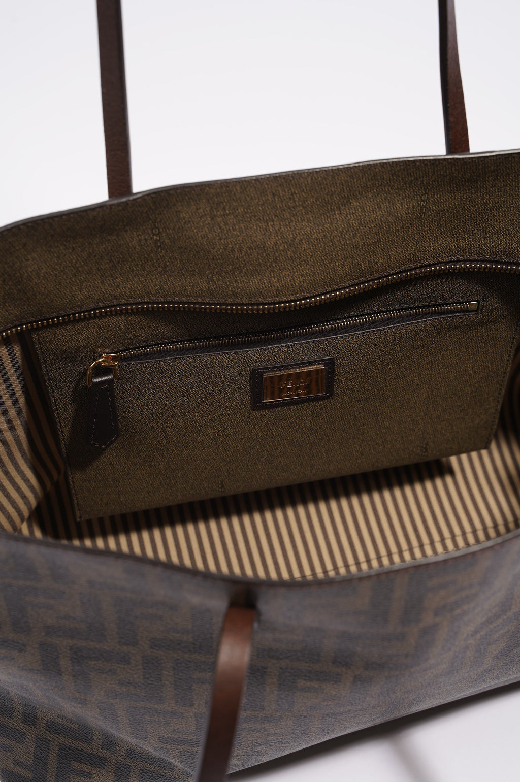 Fendi Womens Zucca Roll Tote Bag Monogram Canvas Medium