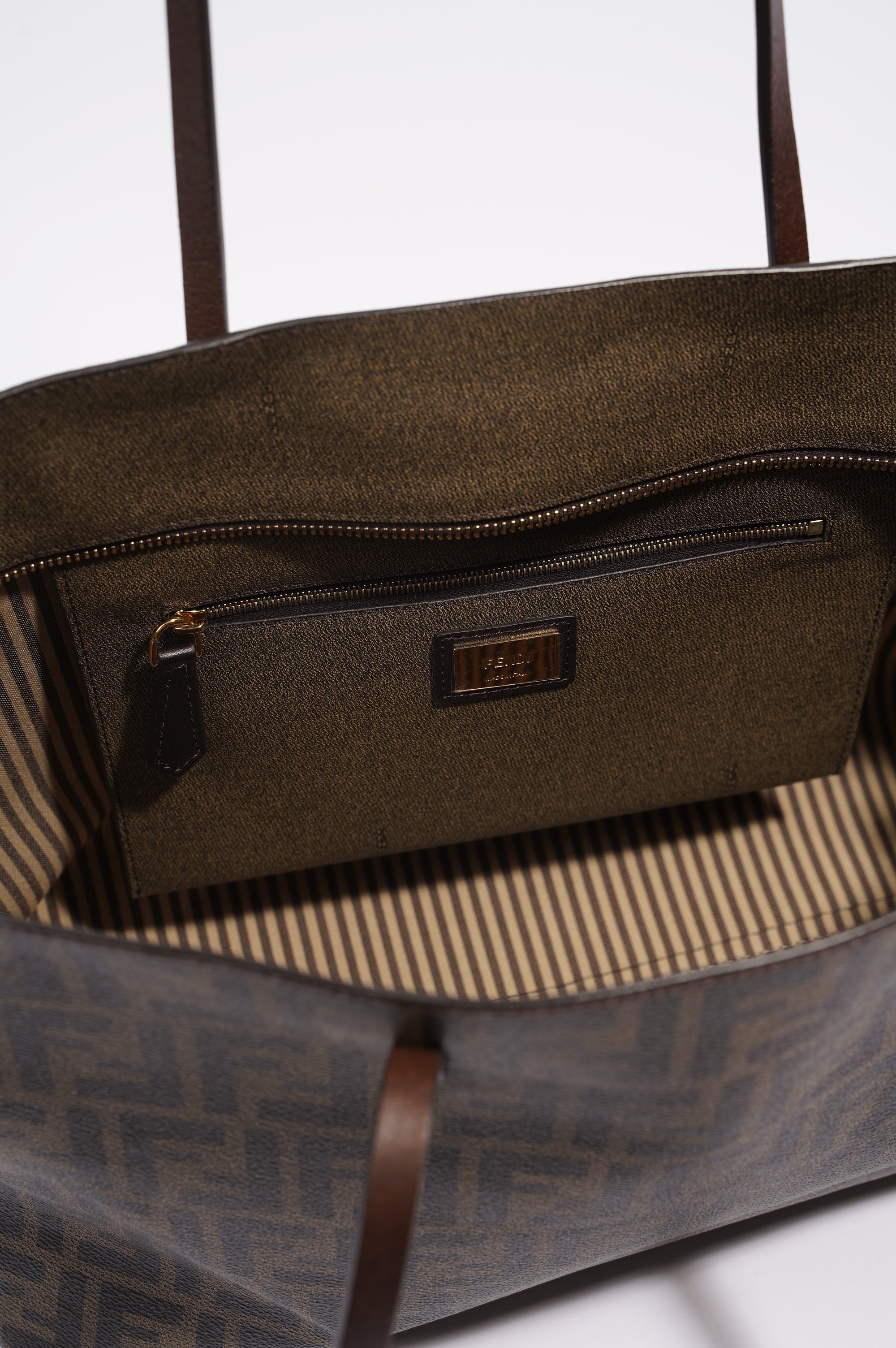 Fendi Womens Zucca Roll Tote Bag Monogram Canvas Medium
