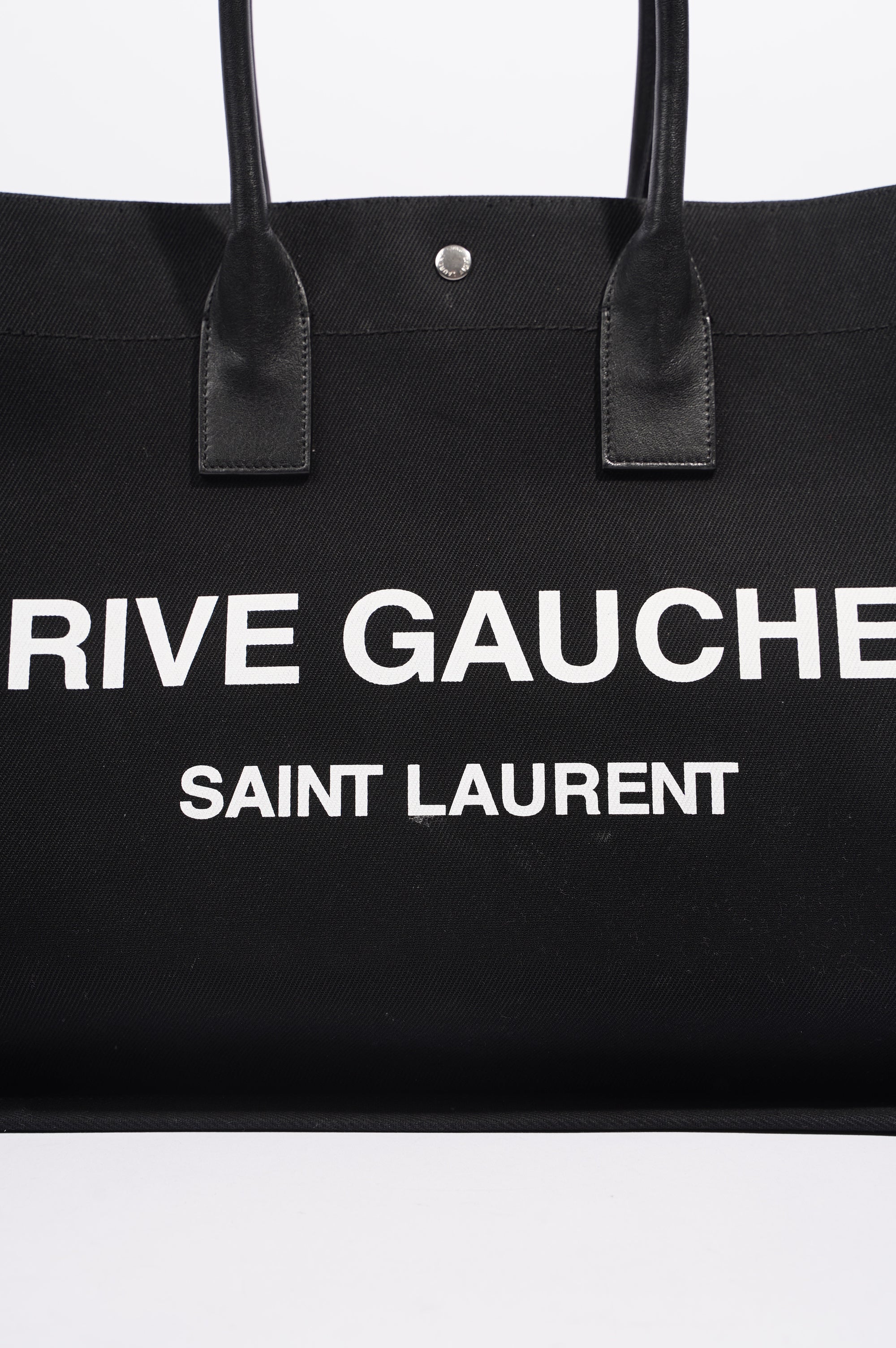 Saint Laurent Womens Rive Gauche Tote Black / White Large
