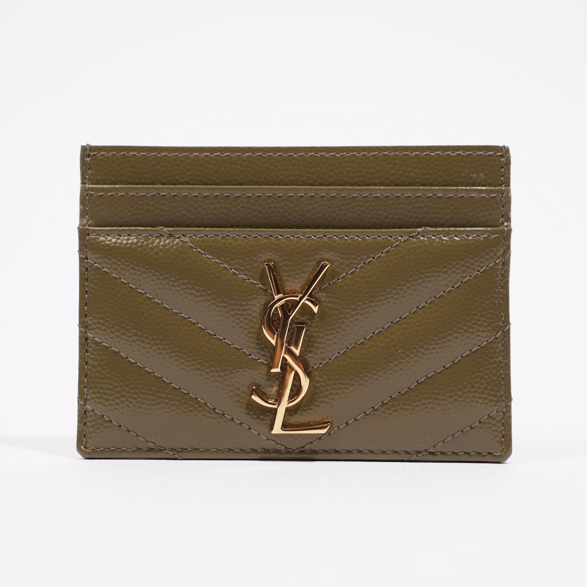 Saint Laurent Womens Card Holder Khaki