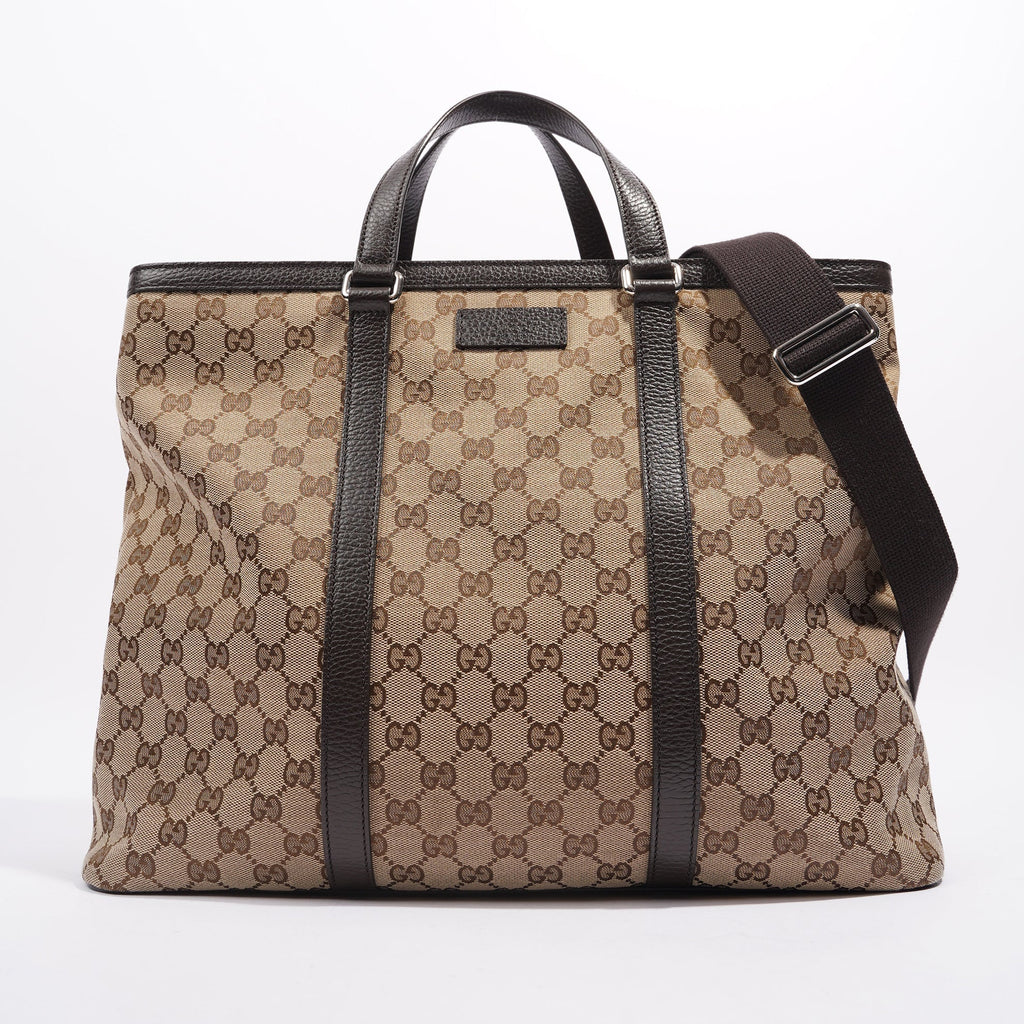 Gucci Womens GG Joy Tote Brown Canvas Large