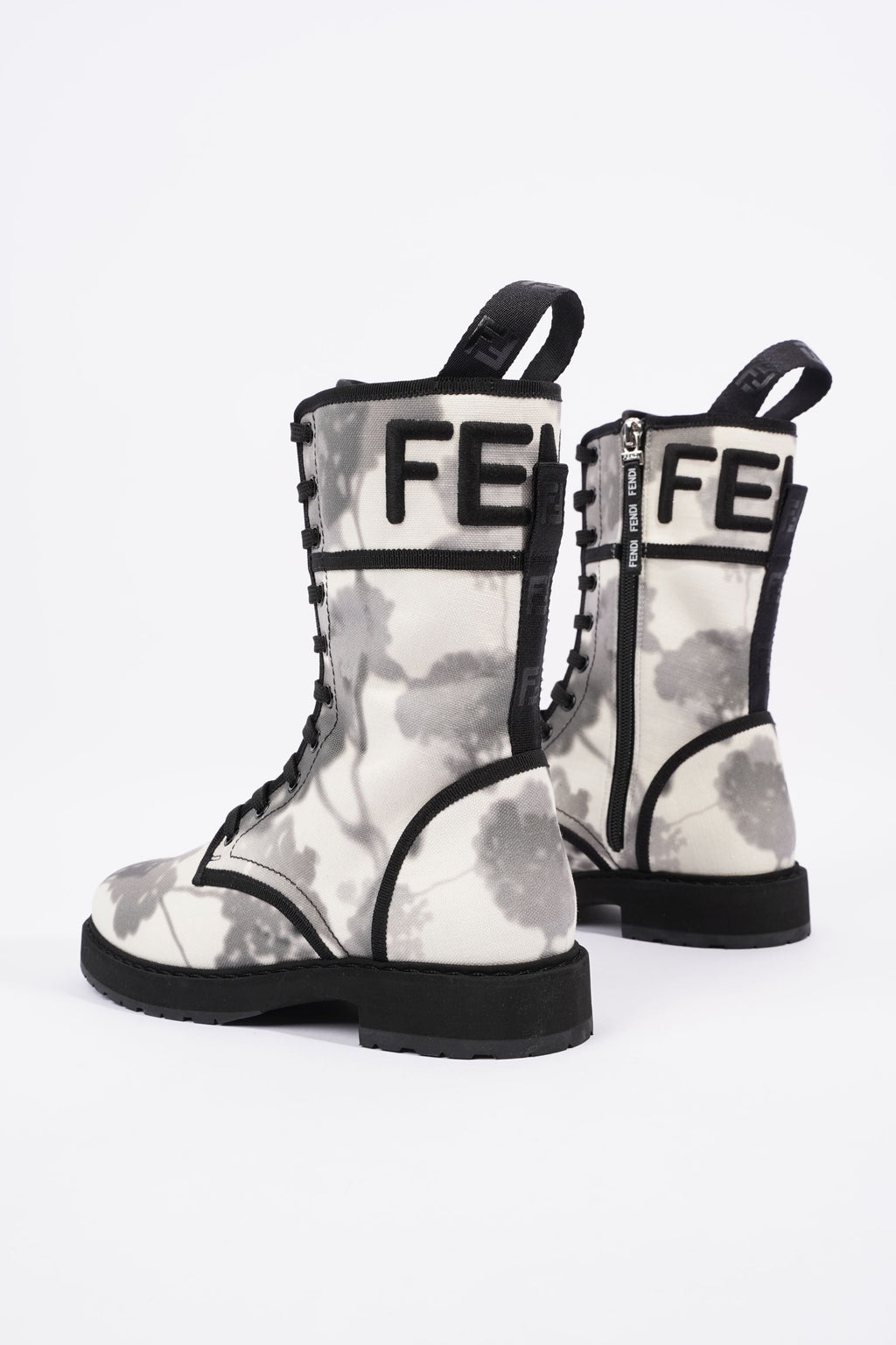Fendi Womens Canvas Boots White / Grey EU 38 / UK 5