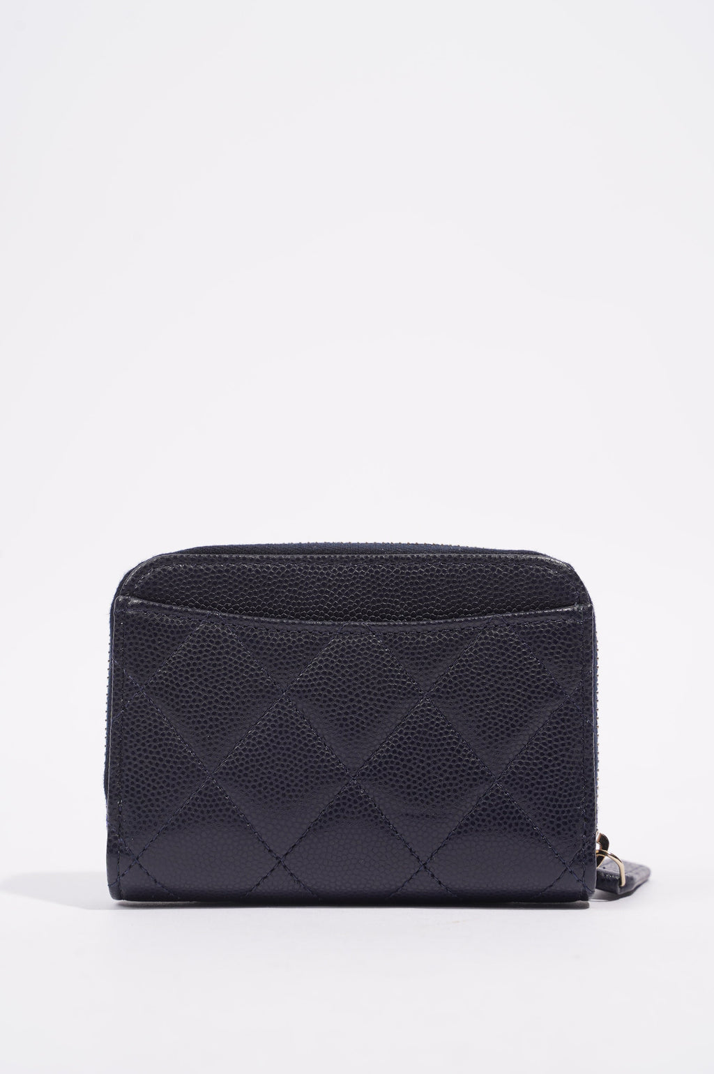 Chanel Womens Caviar Leather Purse Navy Hearts