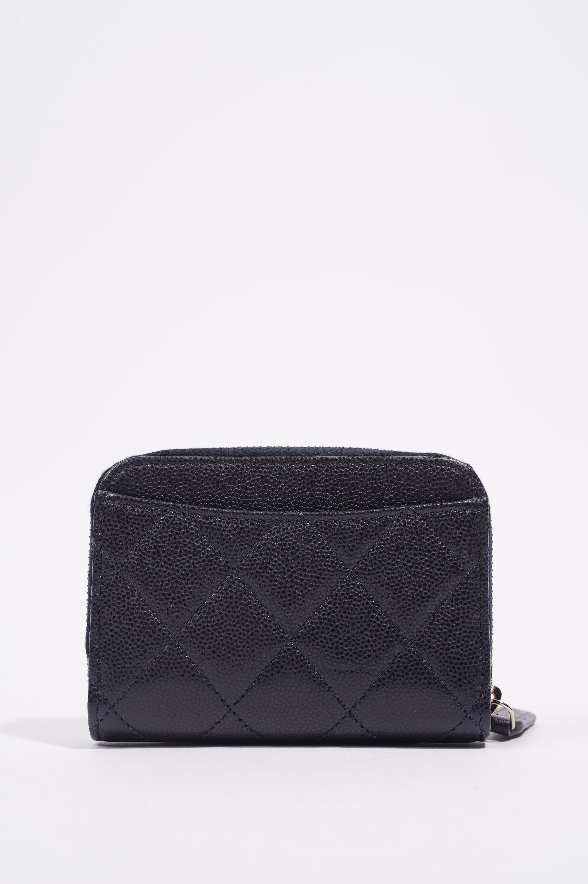 Chanel Womens Caviar Leather Purse Navy Hearts