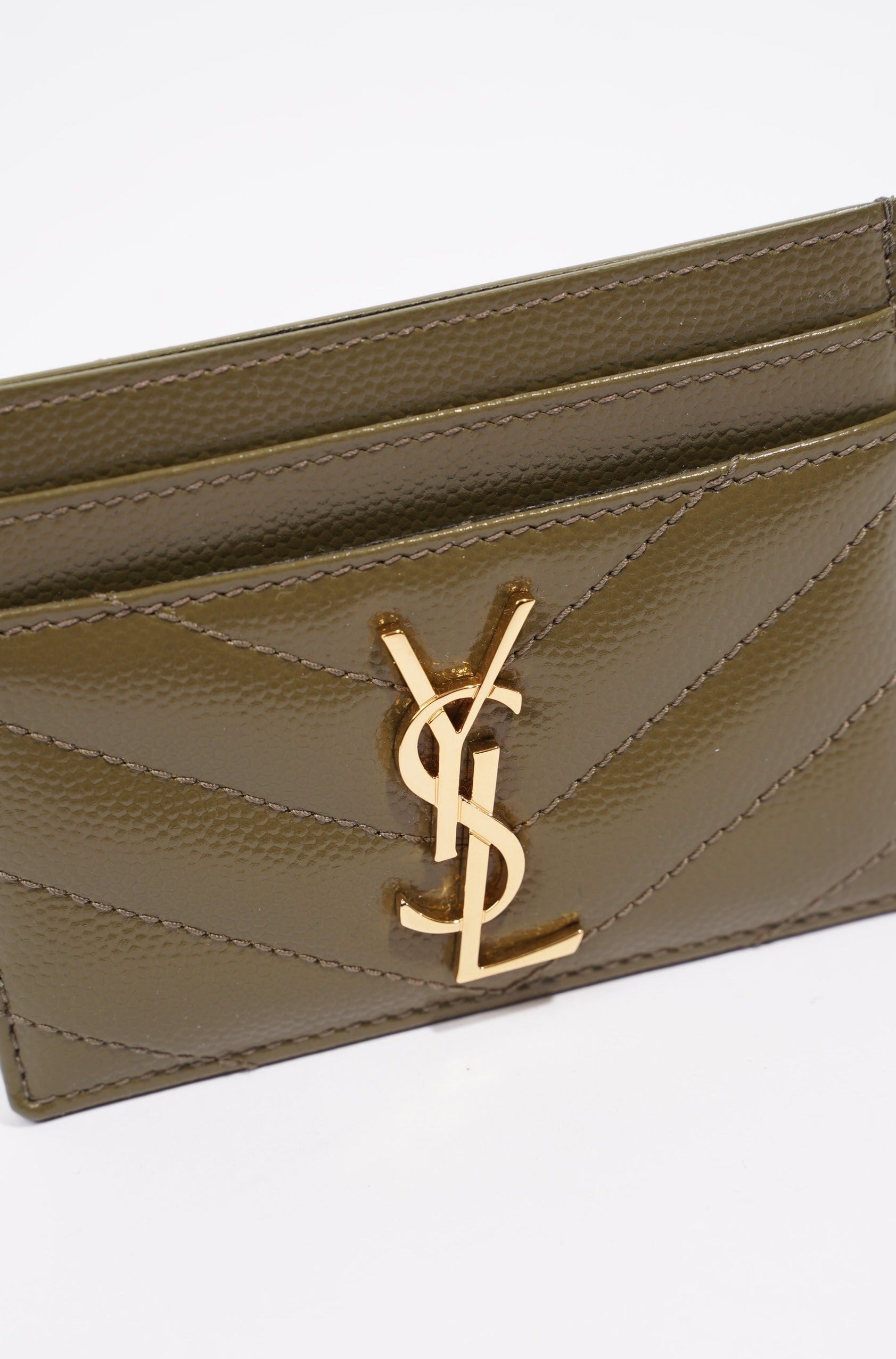 Saint Laurent Womens Card Holder Khaki