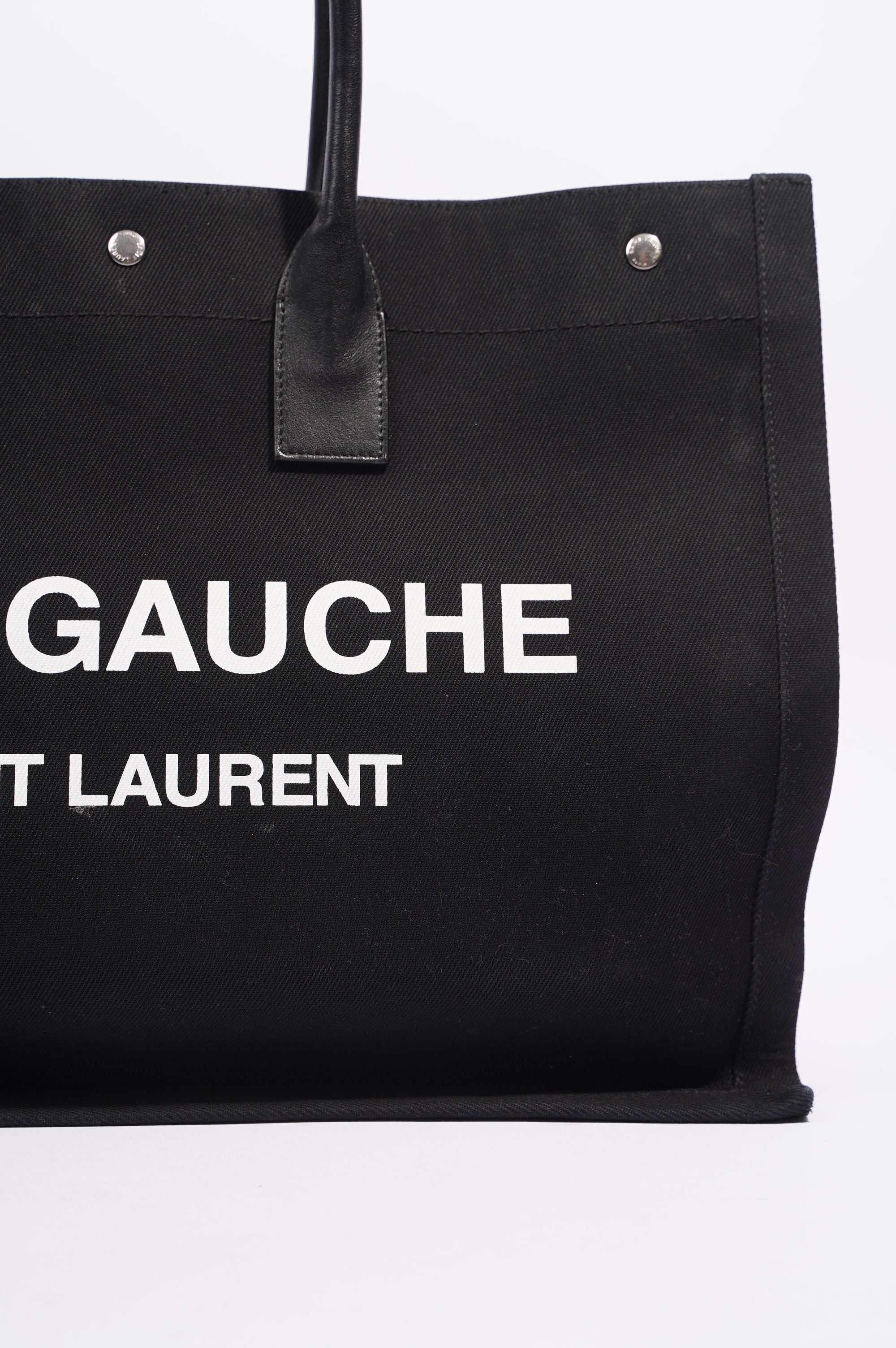 Saint Laurent Womens Rive Gauche Tote Black / White Large