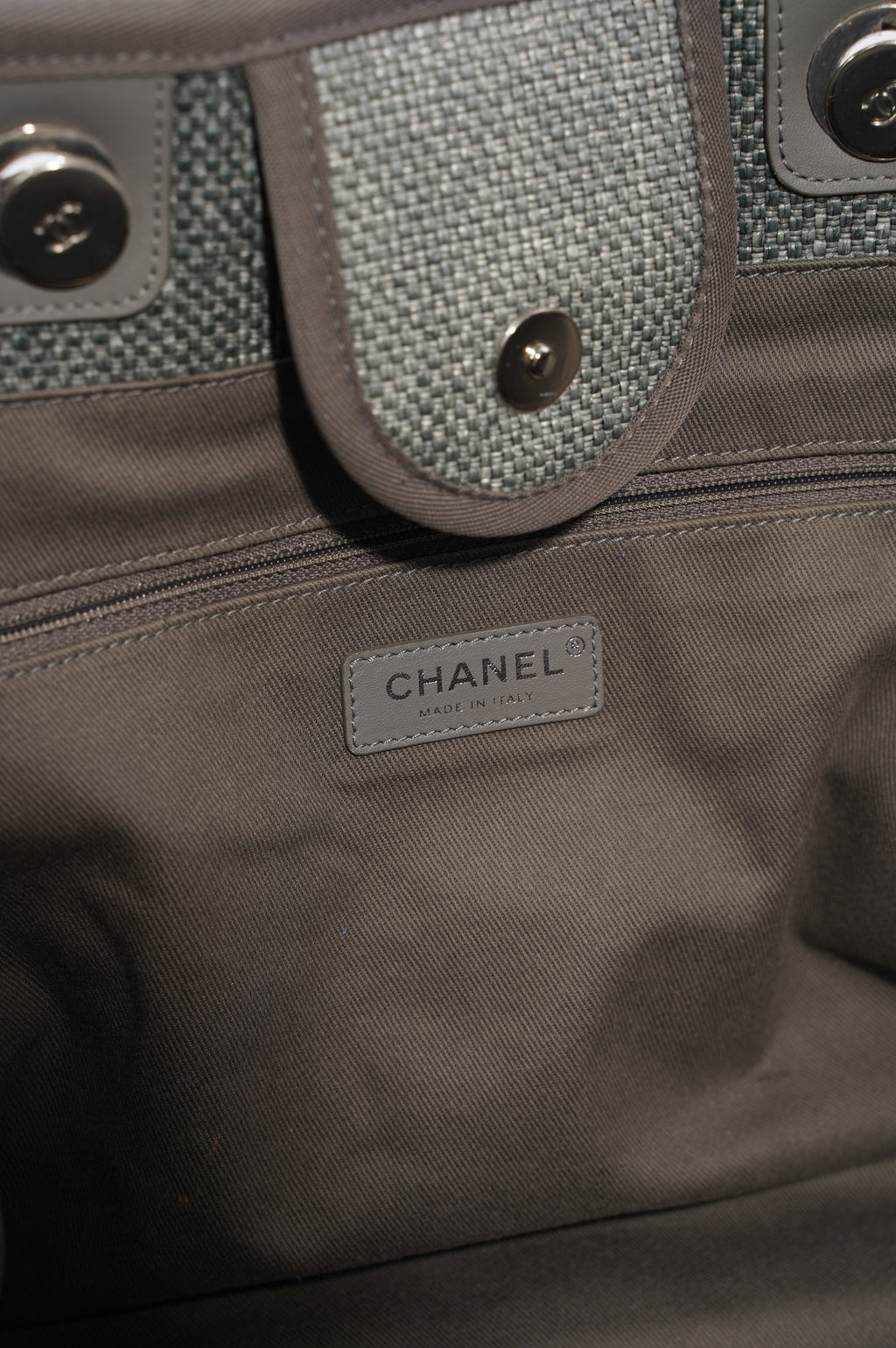 Chanel Womens Deauville Bag Grey Canvas Small