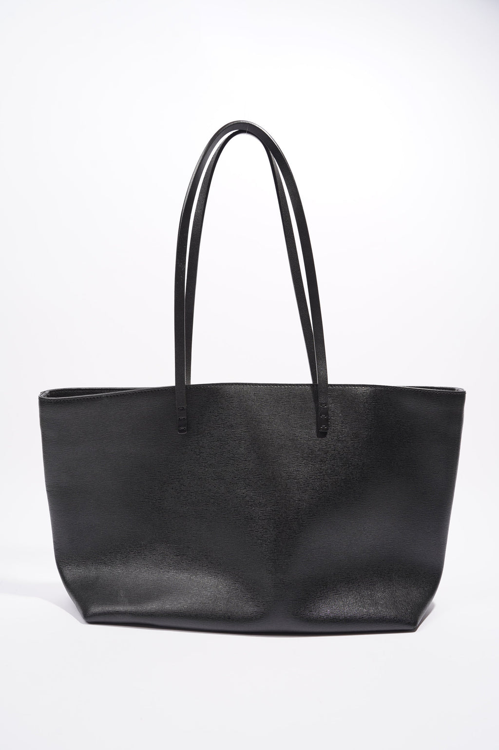 Fendi Logo Roll Tote Black Leather / Shearling Large