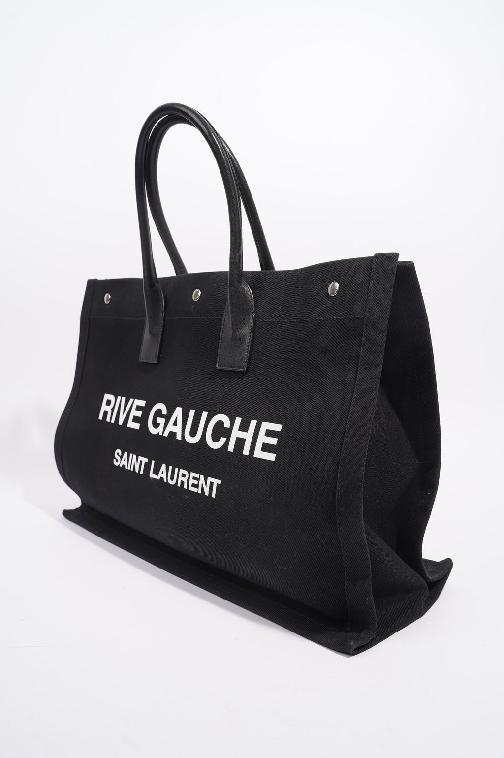Saint Laurent Womens Rive Gauche Tote Black / White Large