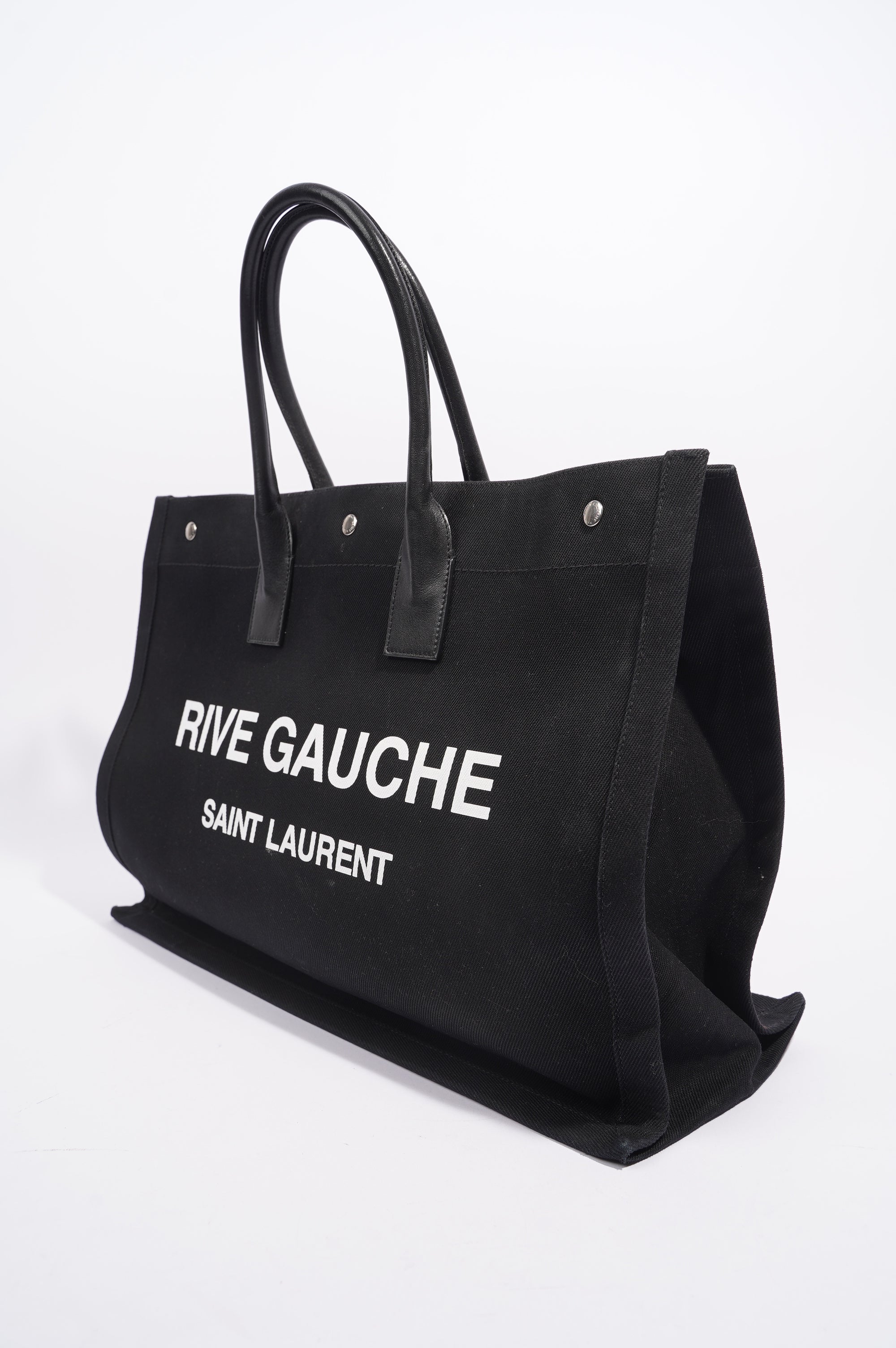 Saint Laurent Womens Rive Gauche Tote Black / White Large