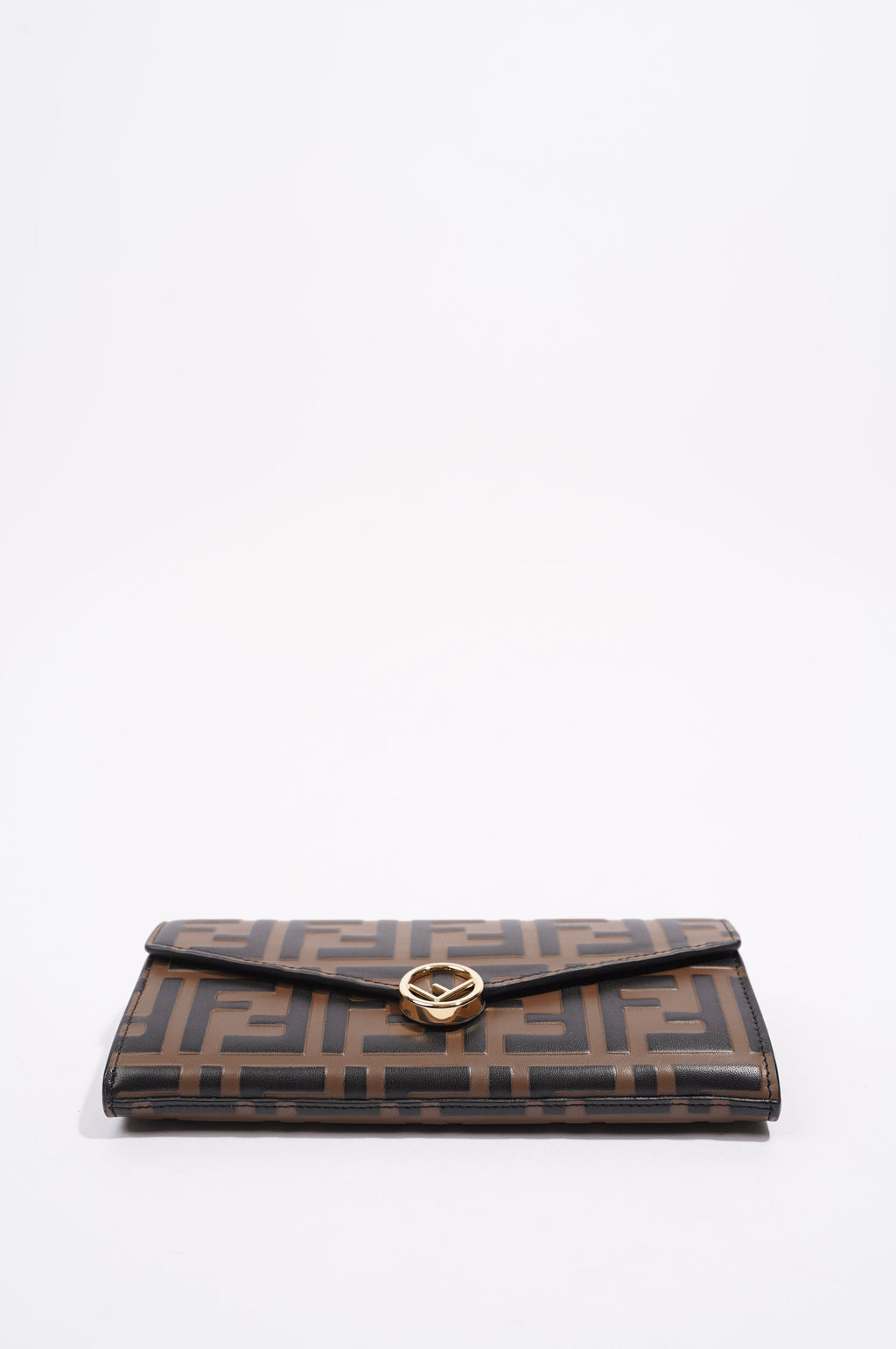 Fendi Womens Continental Wallet With Chain Monogram Brown