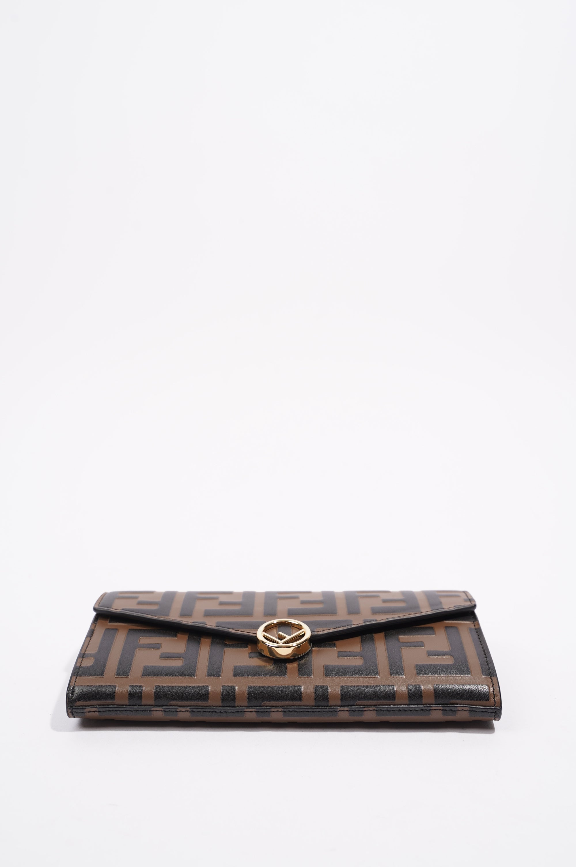 Fendi Womens Continental Wallet With Chain Monogram Brown