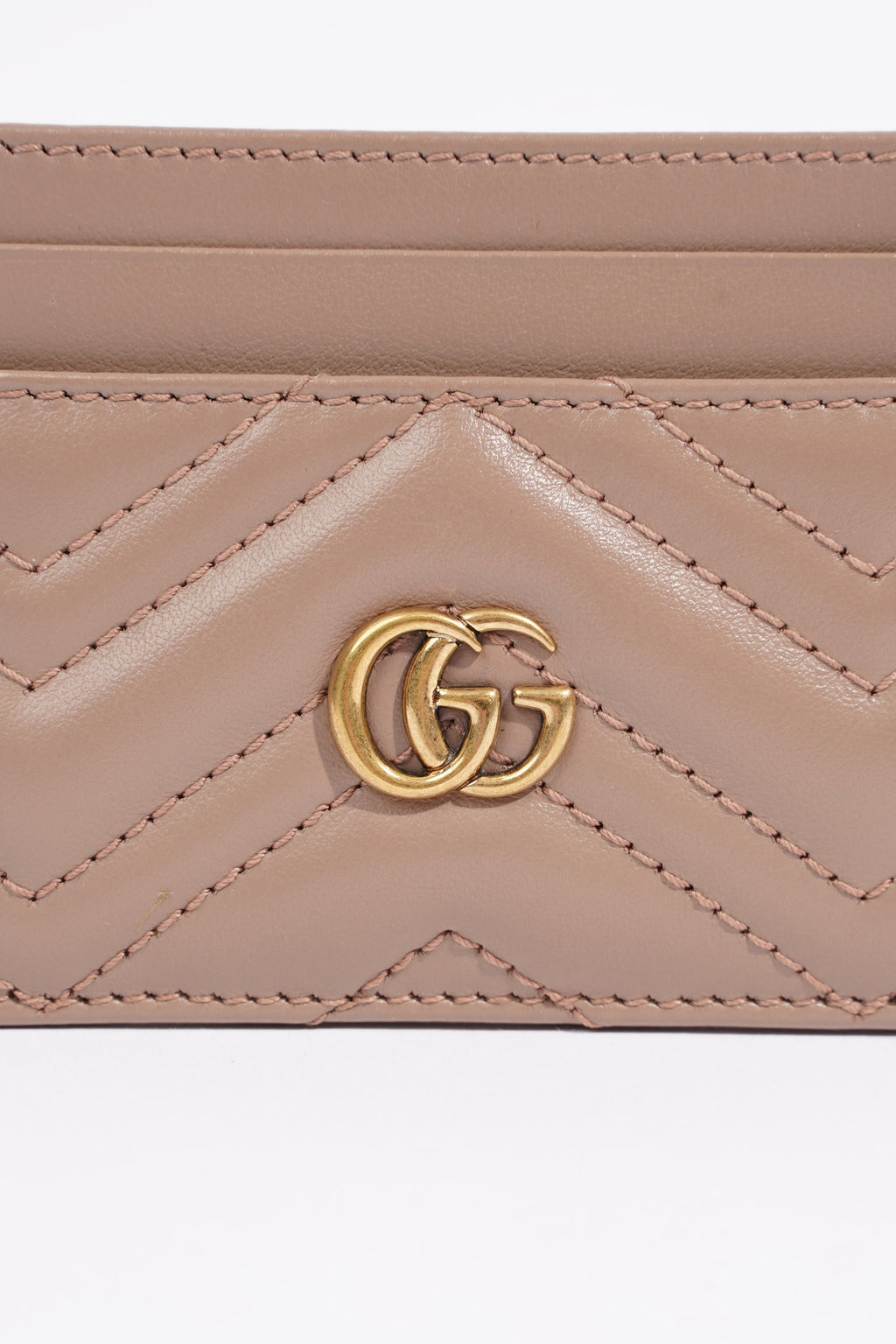 Gucci Womens Marmont GG Card Holder Mauve Leather