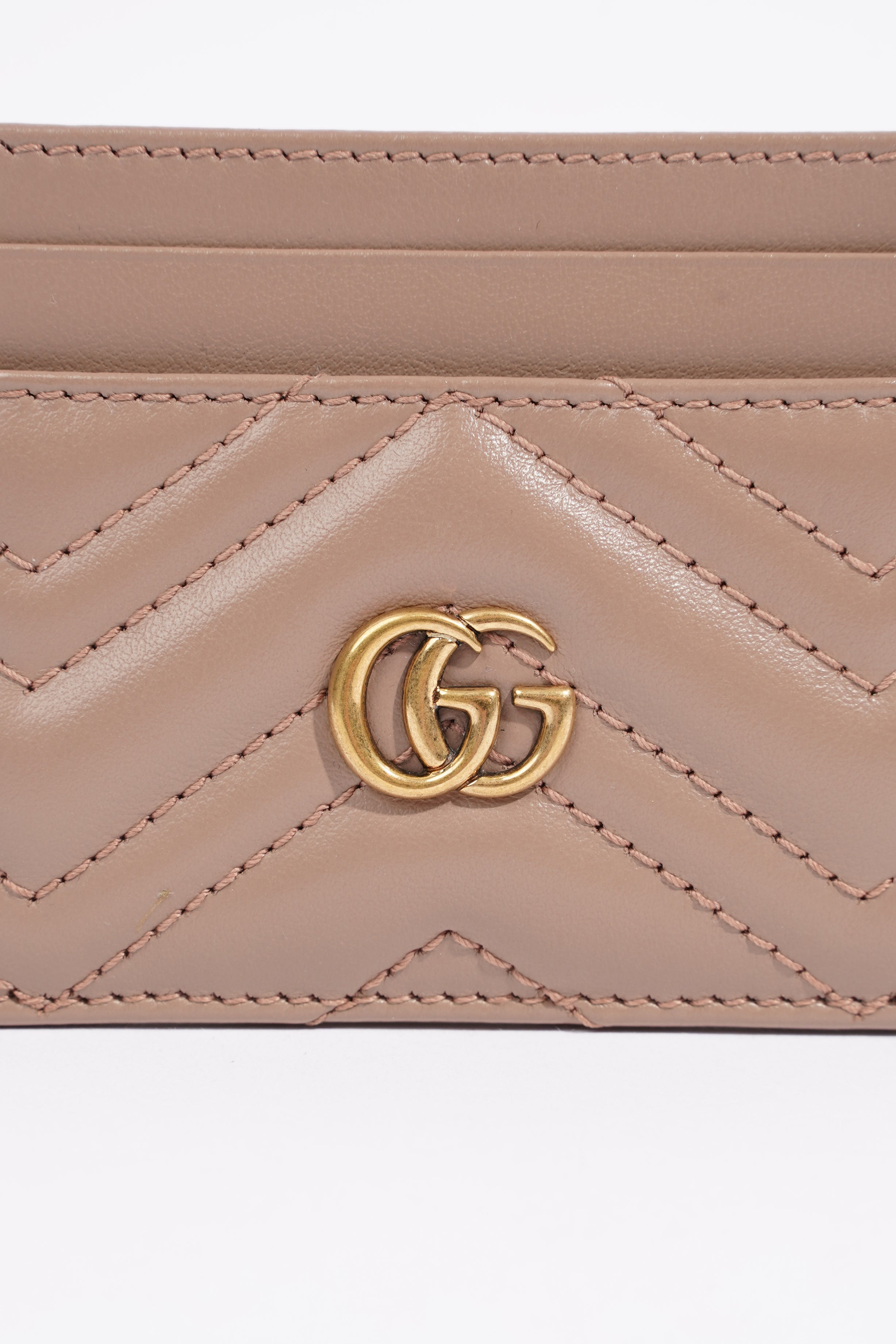 Gucci Womens Marmont GG Card Holder Mauve Leather