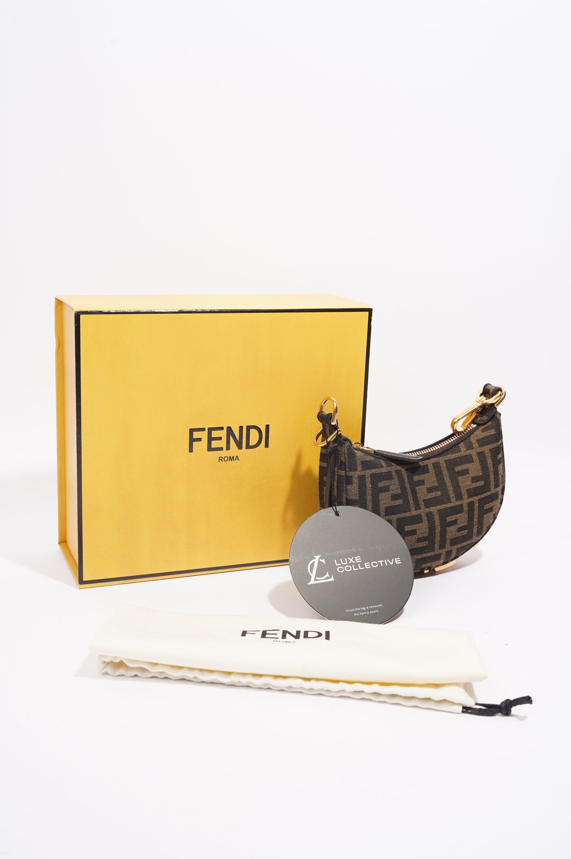 Fendi Womens Fendigraphy Bag Monogram Canvas Nano