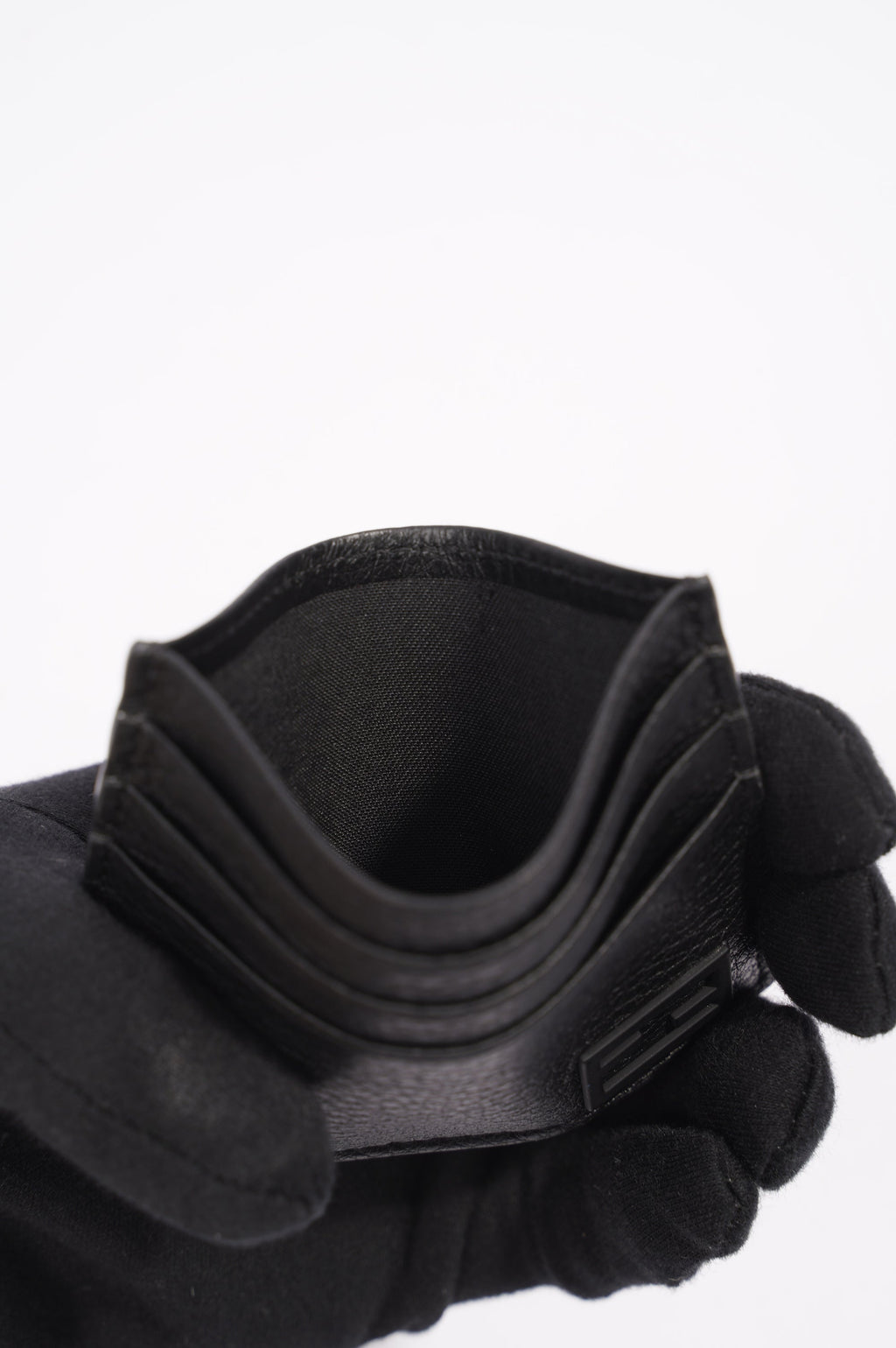 Fendi Womens Card Holder Black Leather