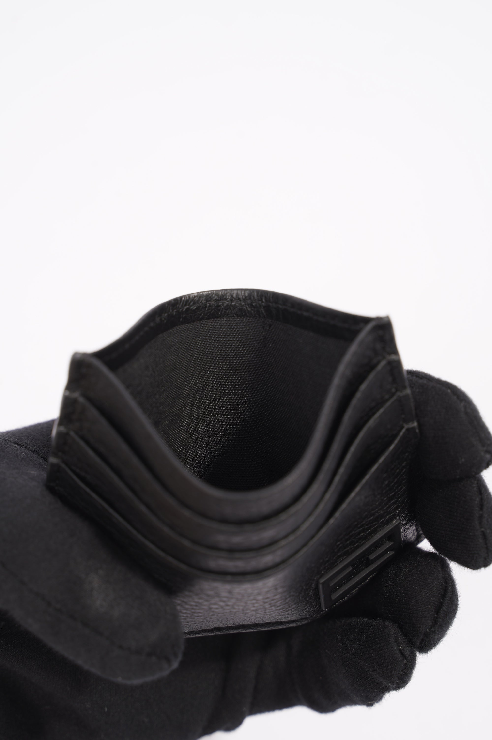 Fendi Womens Card Holder Black Leather