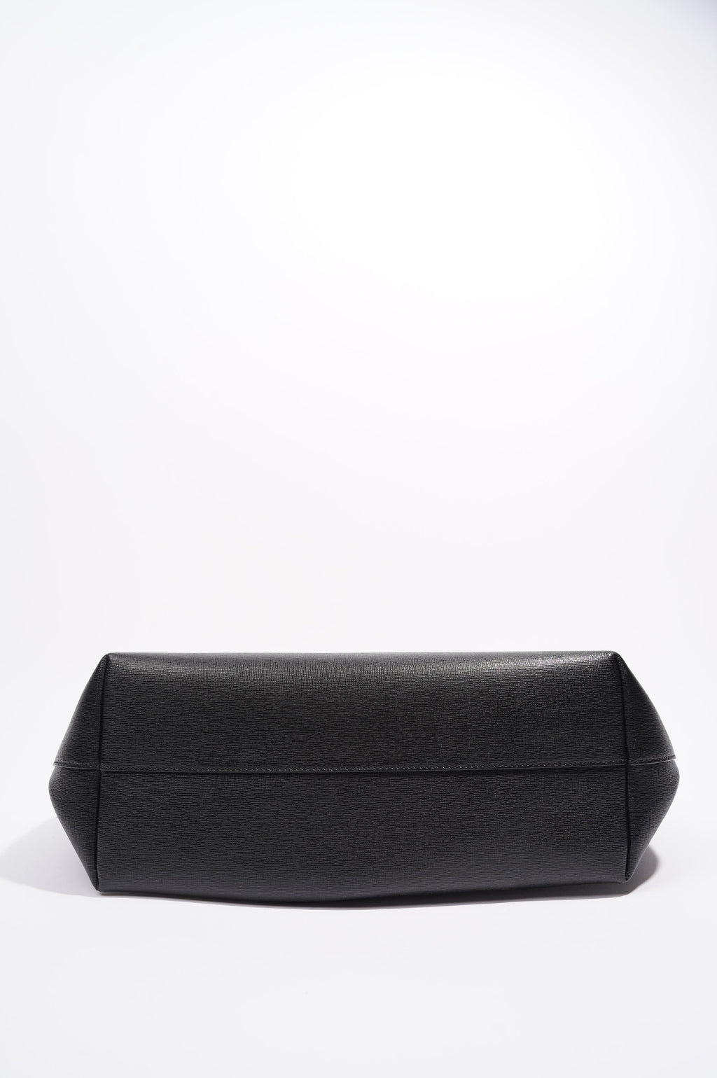 Fendi Logo Roll Tote Black Leather / Shearling Large