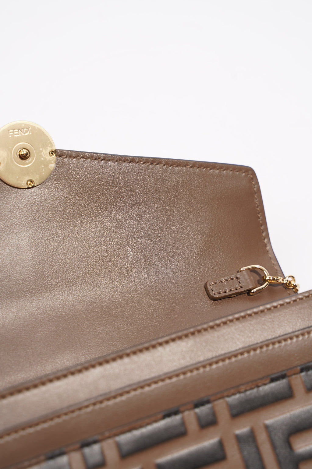 Fendi Womens Continental Wallet With Chain Monogram Brown
