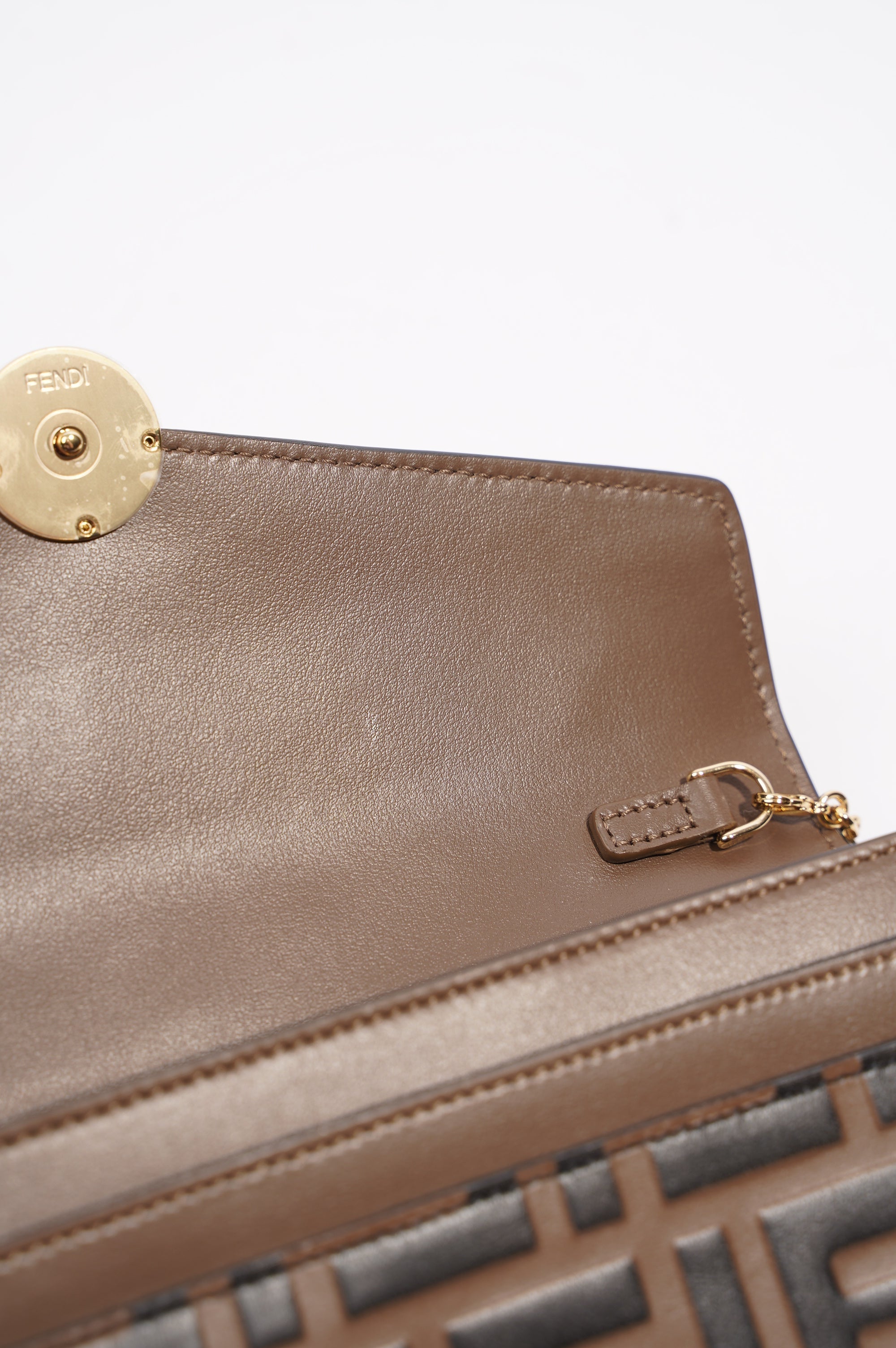 Fendi Womens Continental Wallet With Chain Monogram Brown