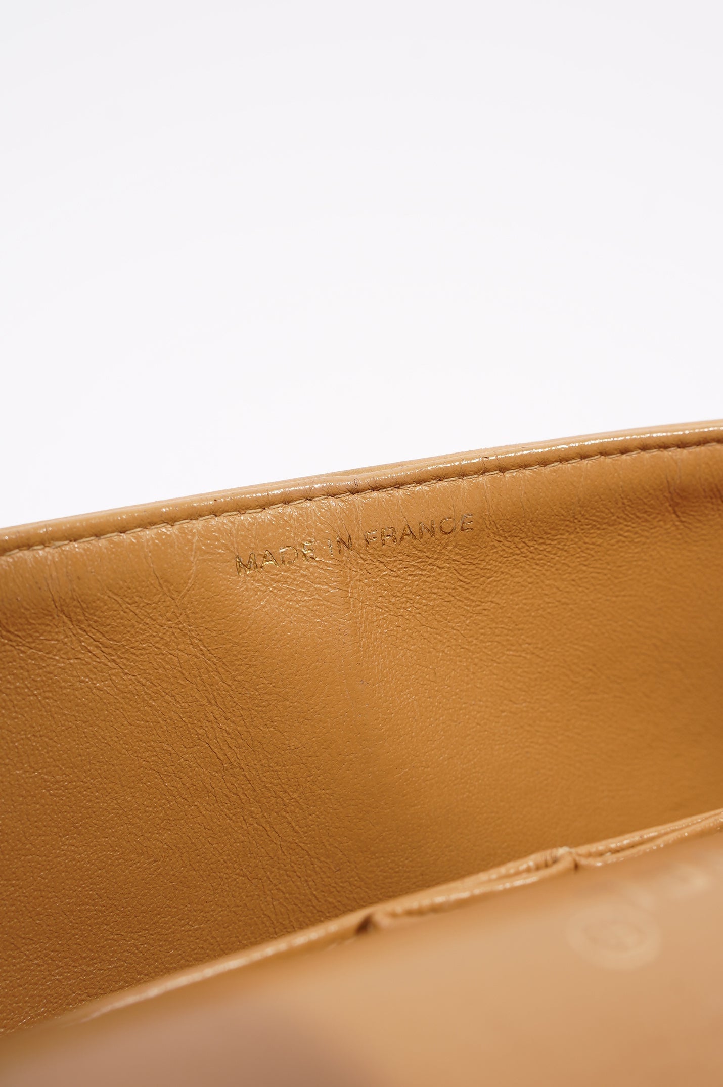 Chanel Womens Lambskin Classic Flap Beige Medium