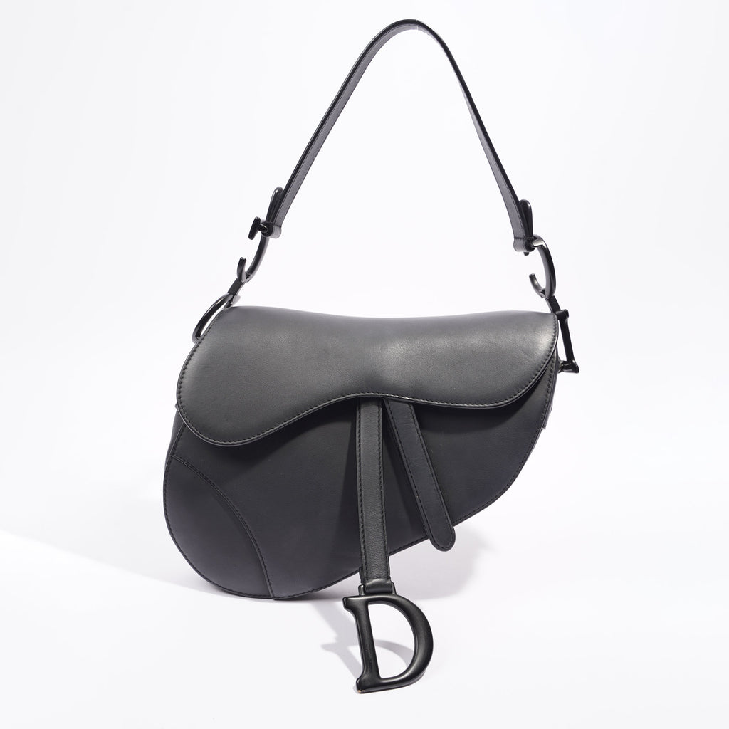 Christian Dior Saddle Bag Black Leather