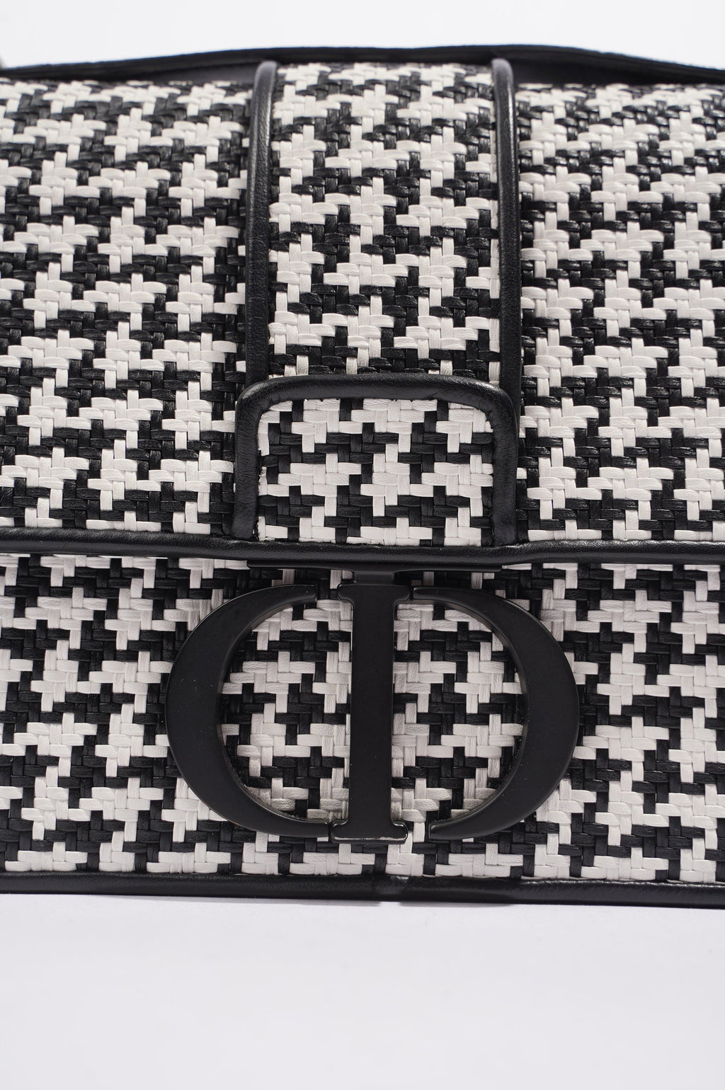 Christian Dior Womens Houndstooth 30 Montaigne Flap Bag Black / White