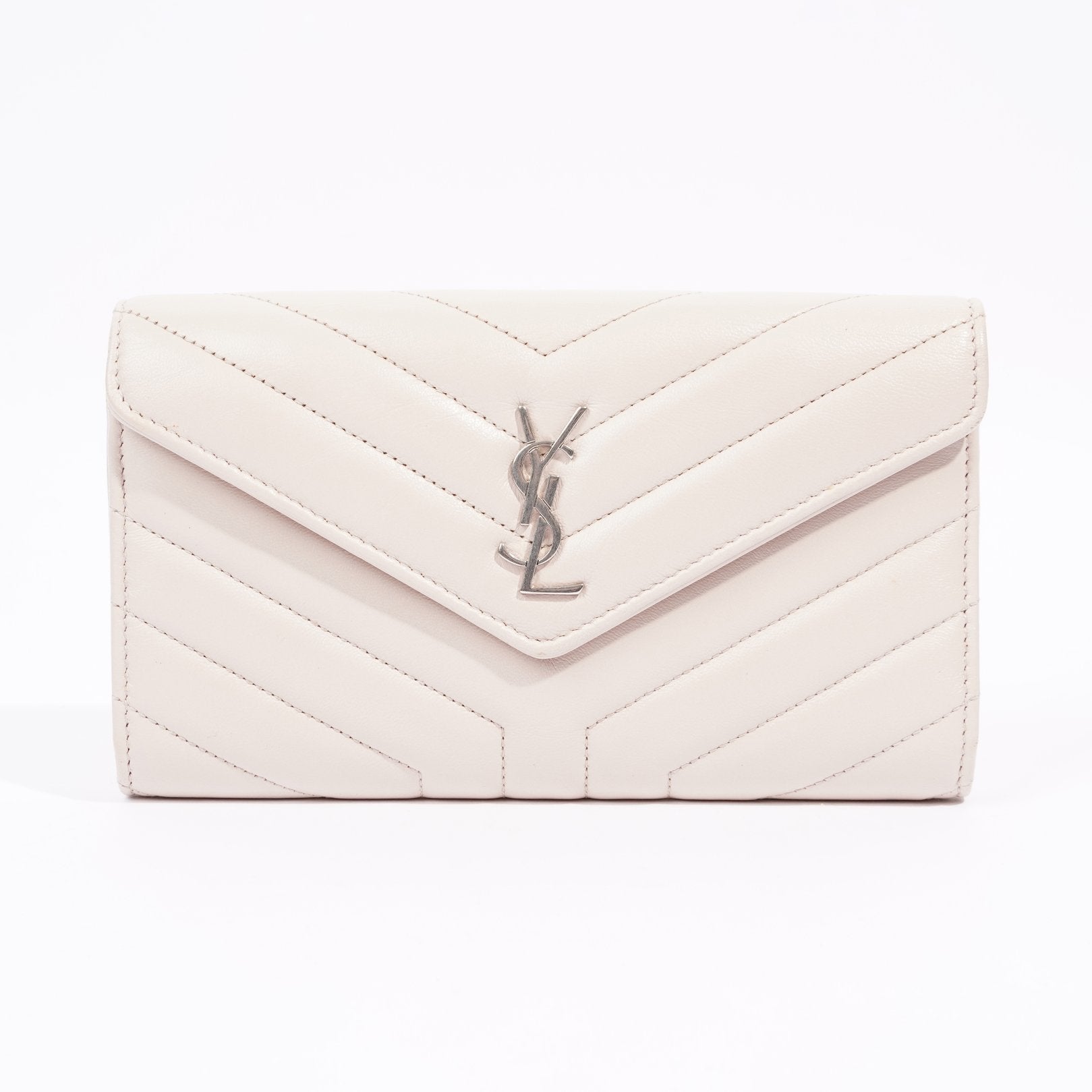 Saint Laurent Womens Flap Wallet Pink Leather Large
