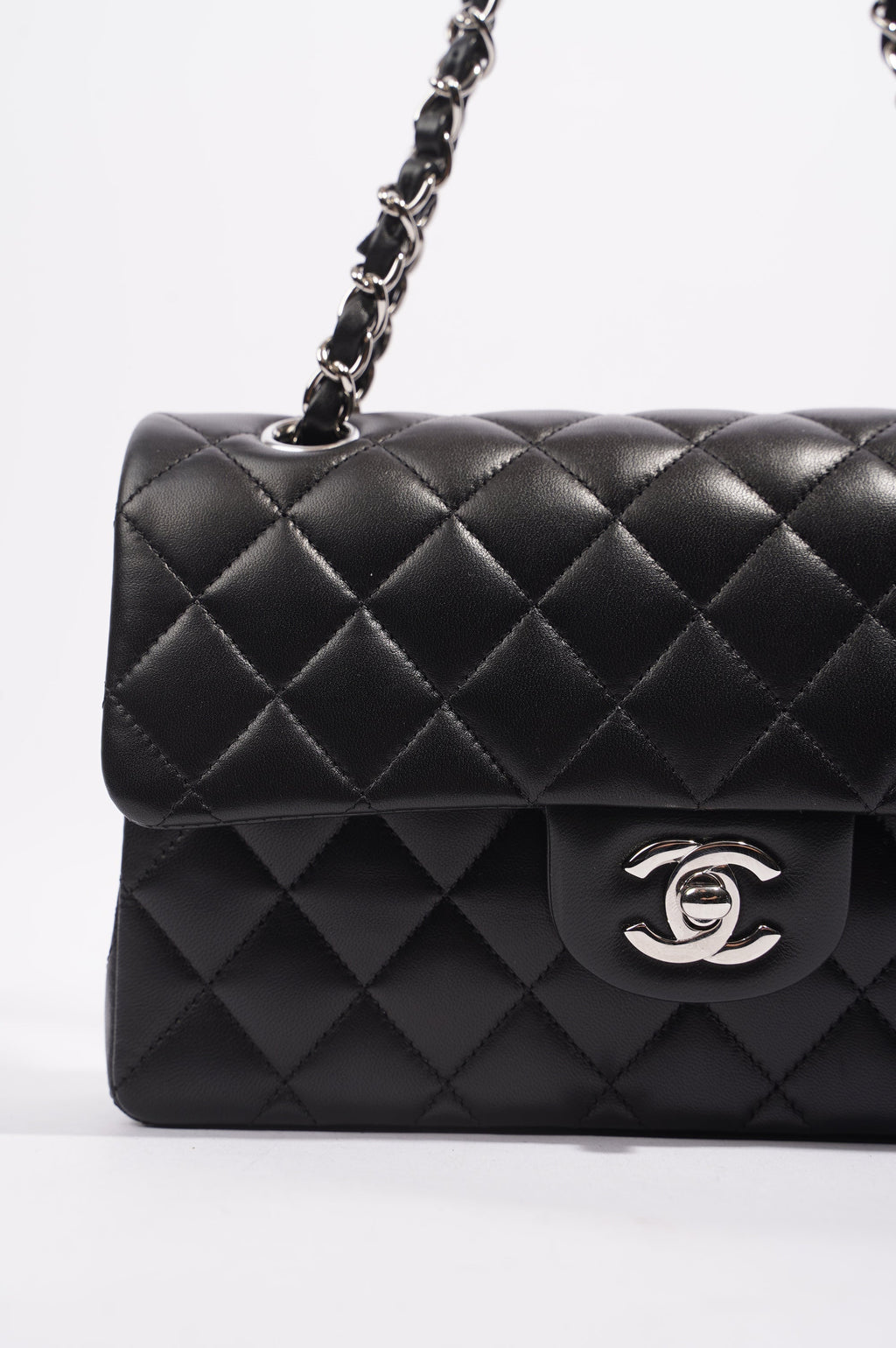 Chanel Lambskin Classic Double Flap Black Leather Small