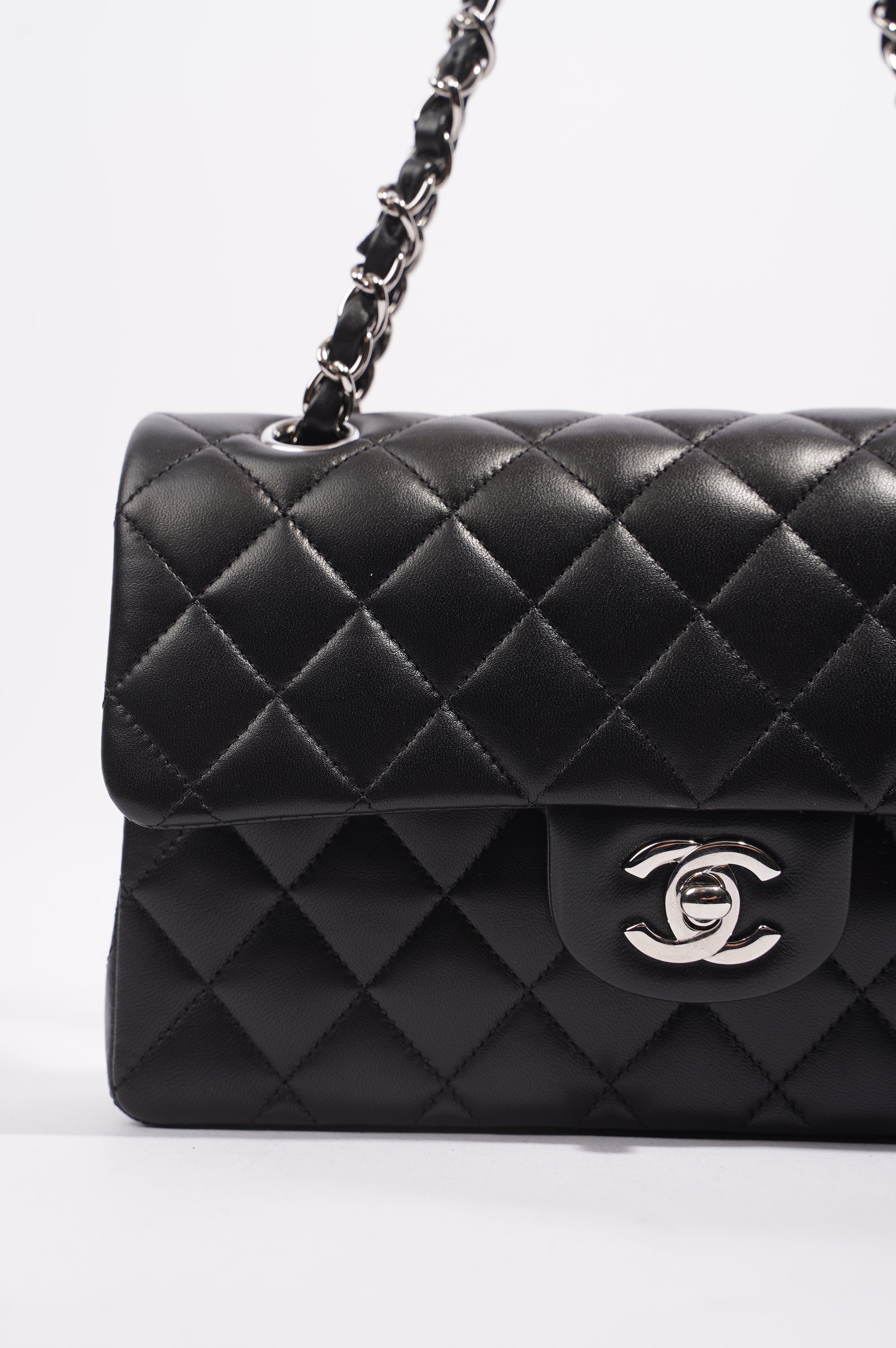 Chanel Lambskin Classic Double Flap Black Leather Small