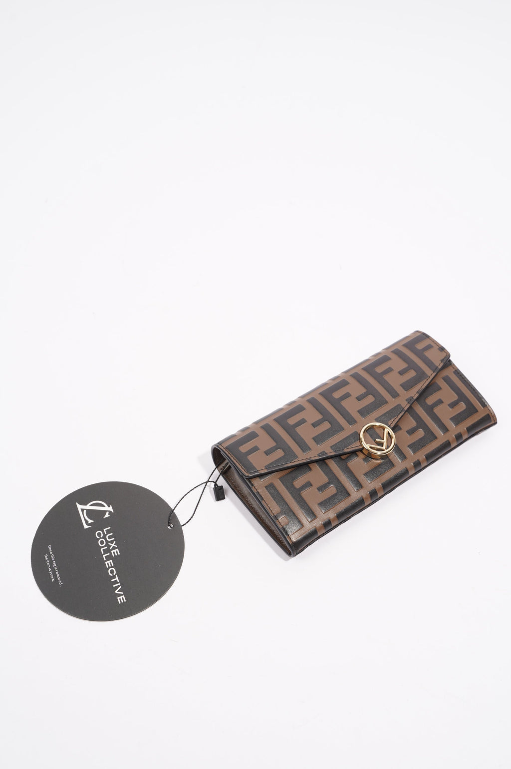 Fendi Womens Continental Wallet With Chain Monogram Brown