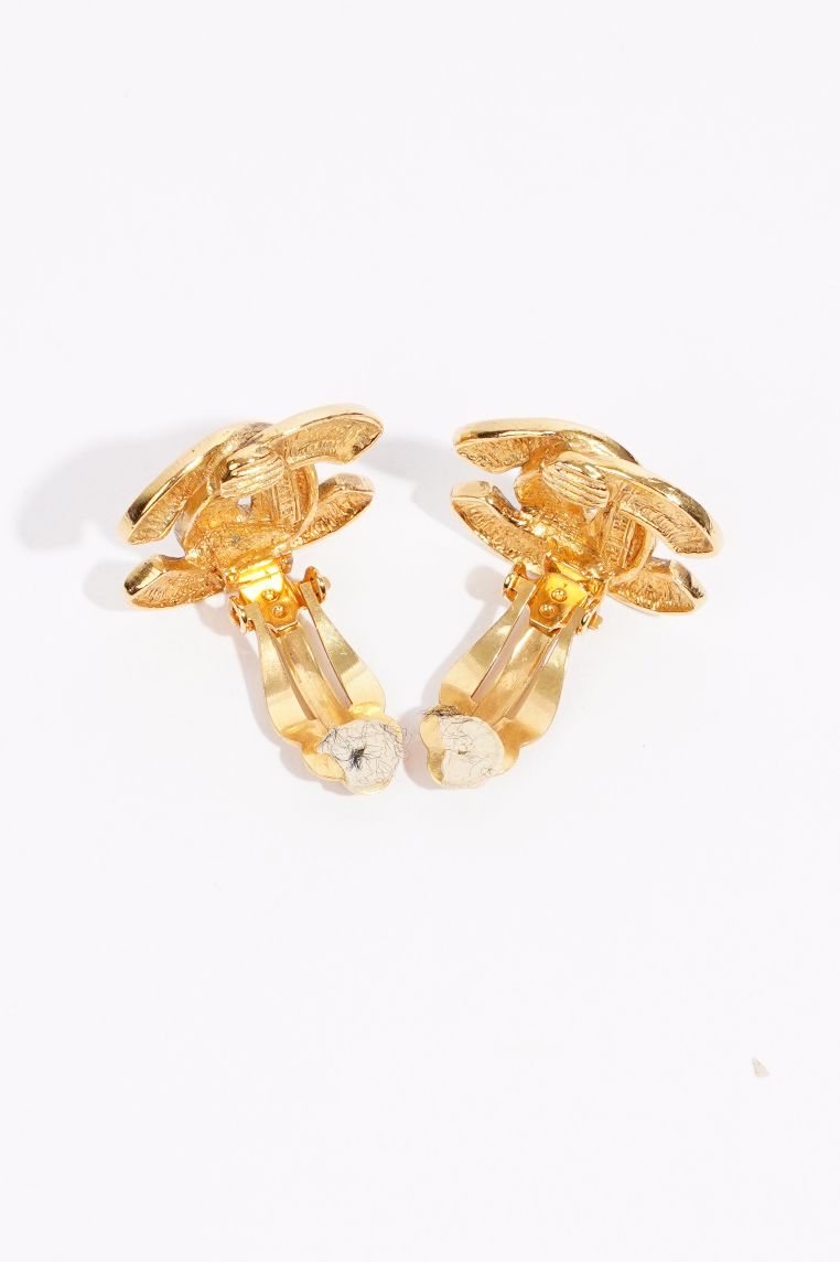 Chanel Womens Vintage Coco Earrings Gold