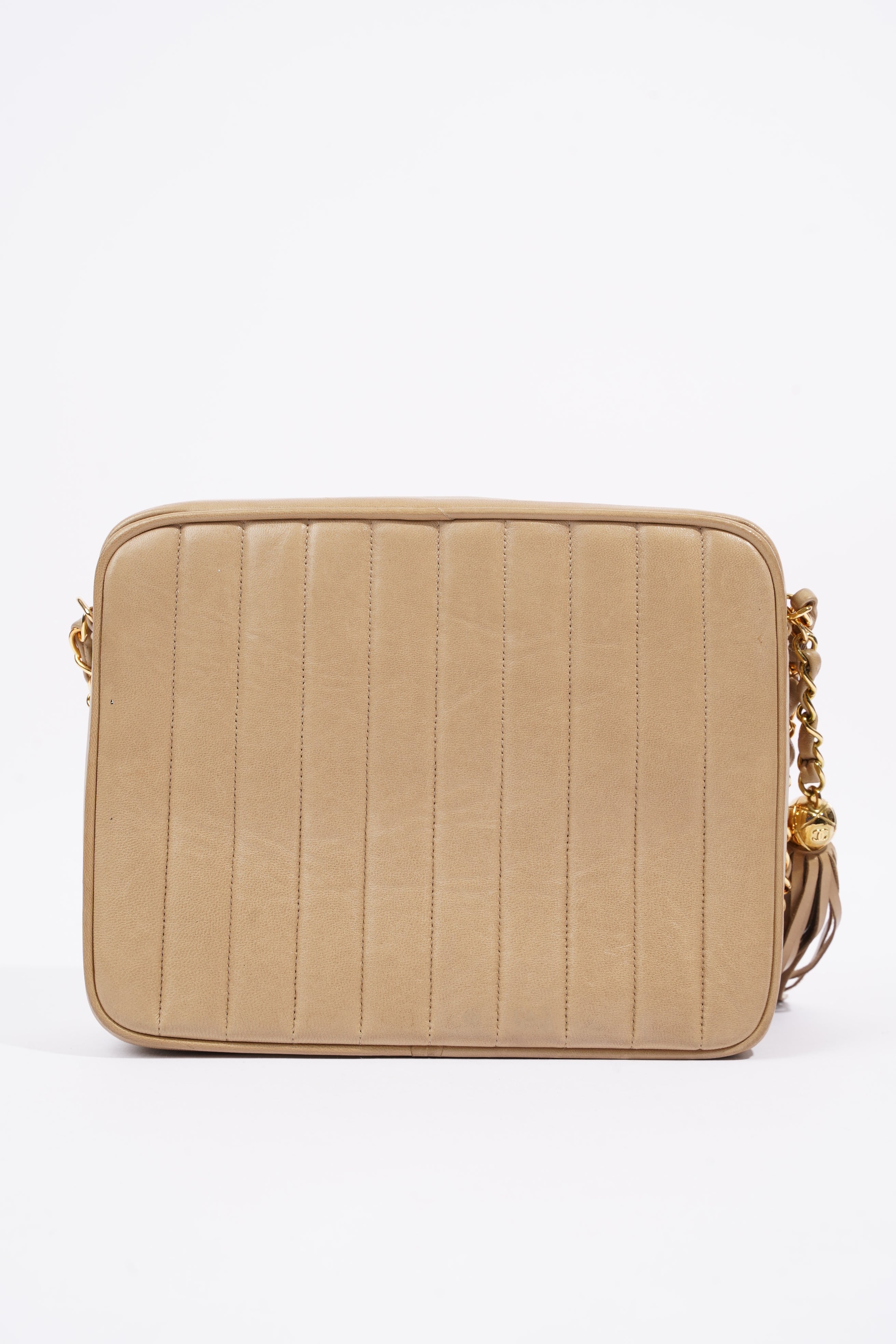 Chanel Vertical Quilted Bag Brown Lambskin Leather