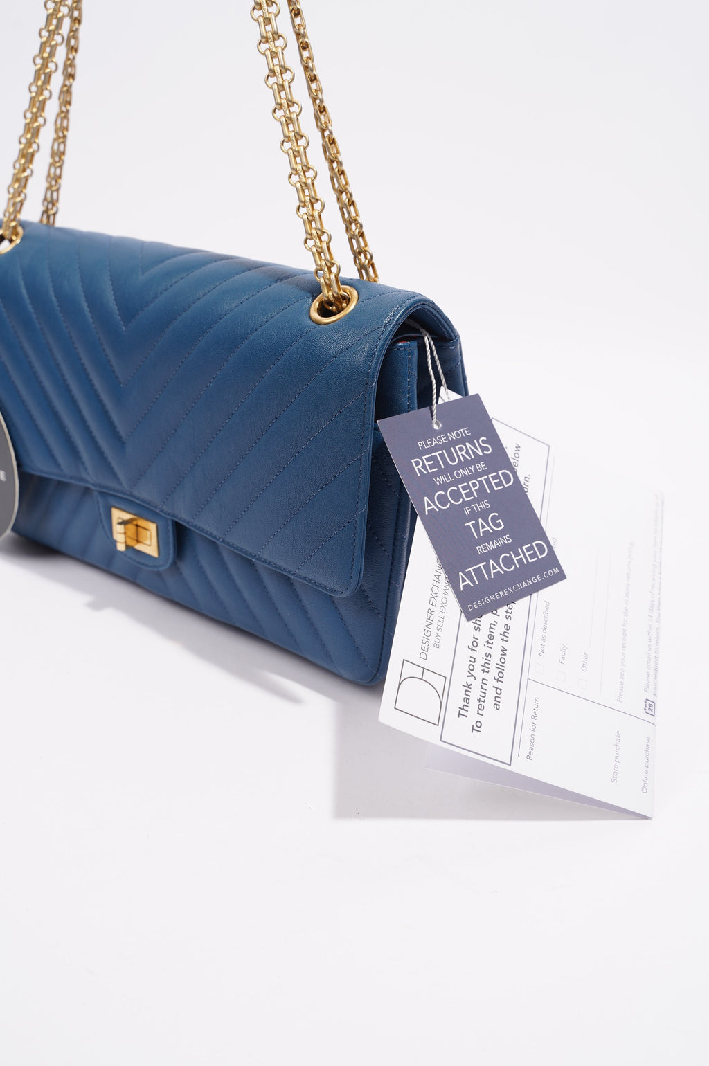 Chanel Womens Lambskin Reissue 2.55 Blue Leather