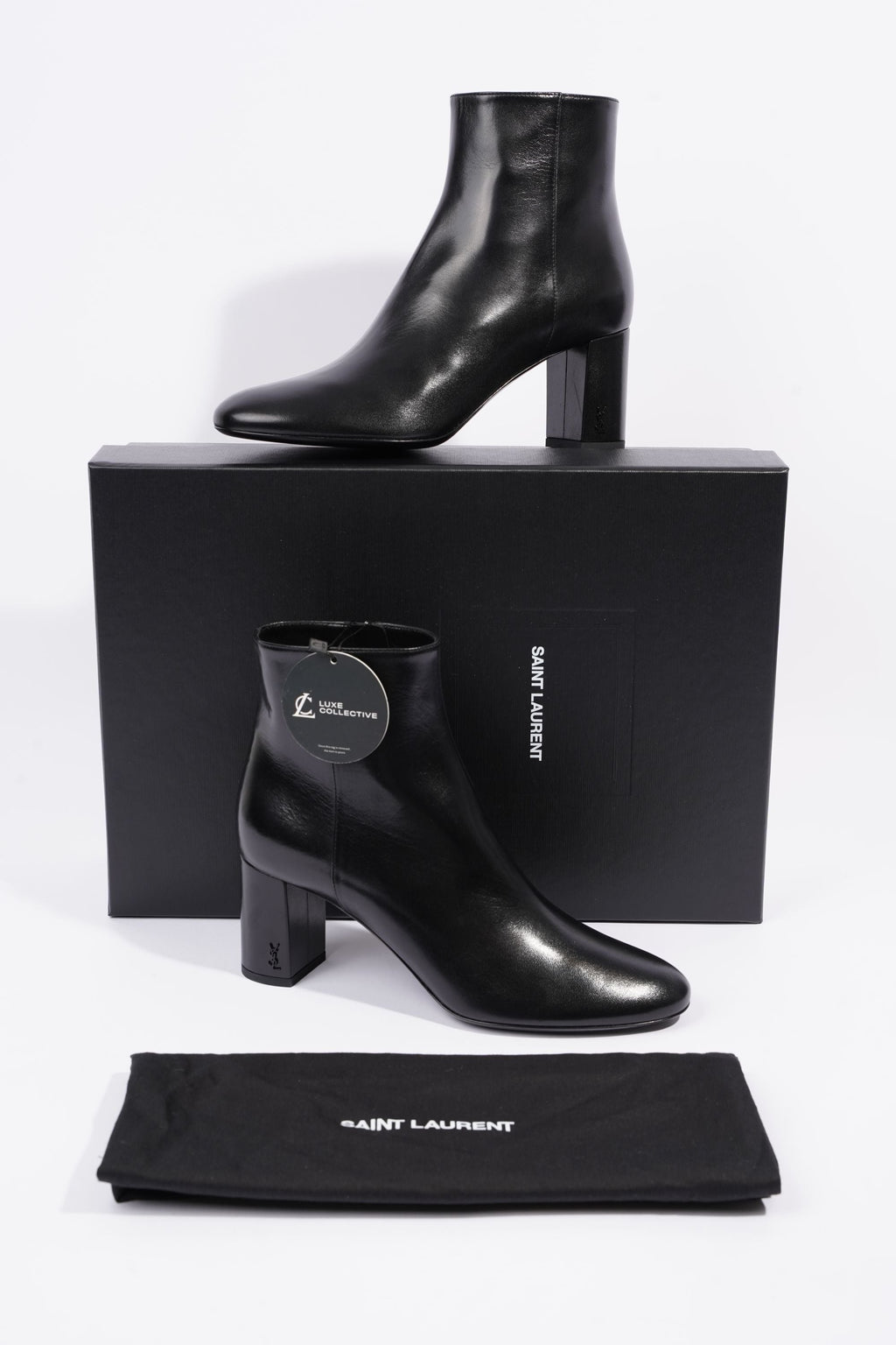Saint Laurent Womens Lou Lou Leather Zip Boots Black EU 39.5 / UK 6.5