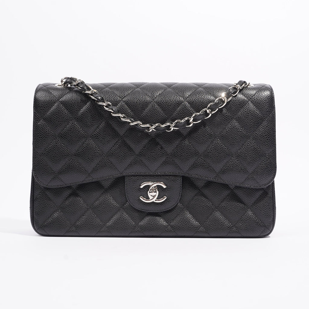 Chanel Womens Classic Flap Black Caviar Large