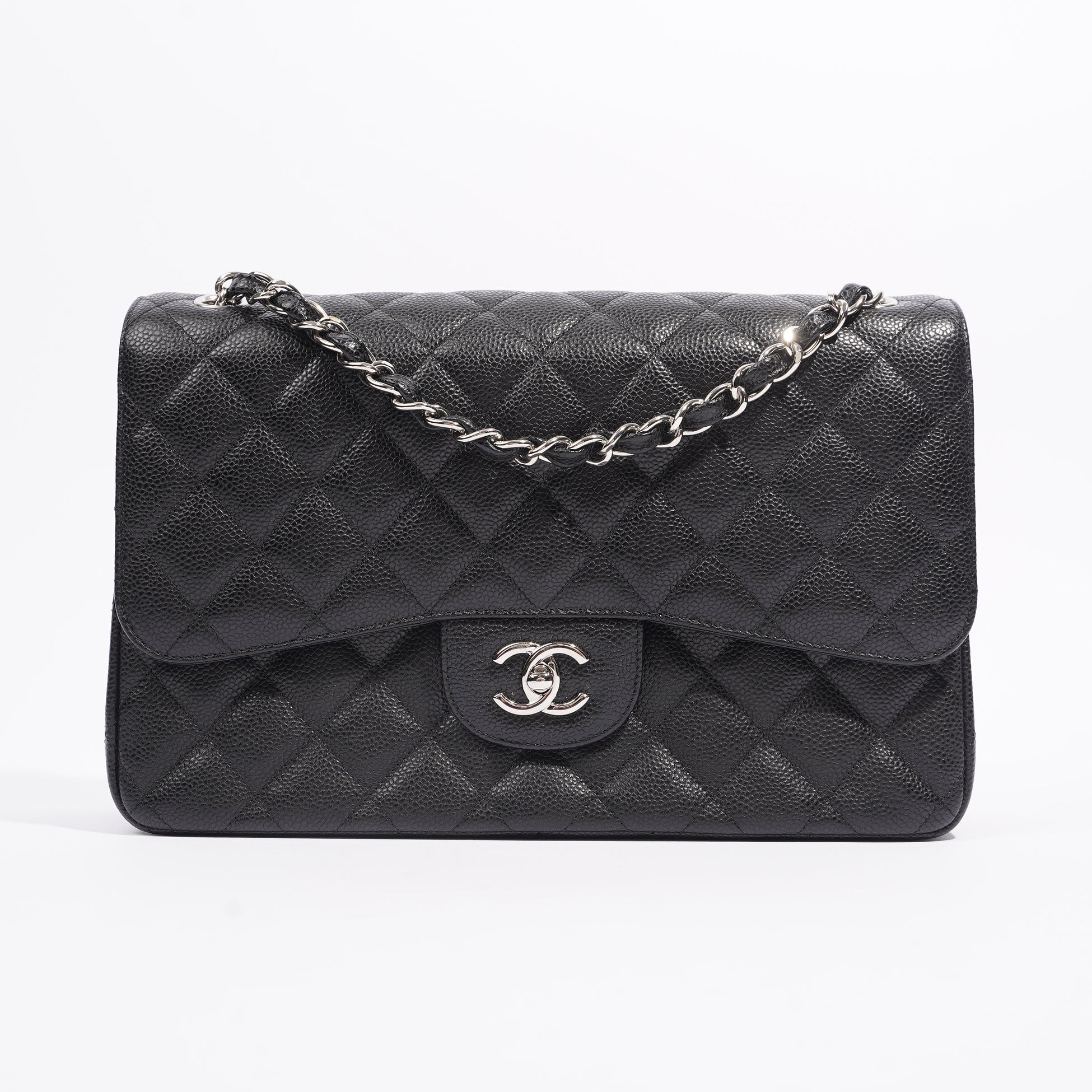 Chanel Womens Classic Flap Black Caviar Large