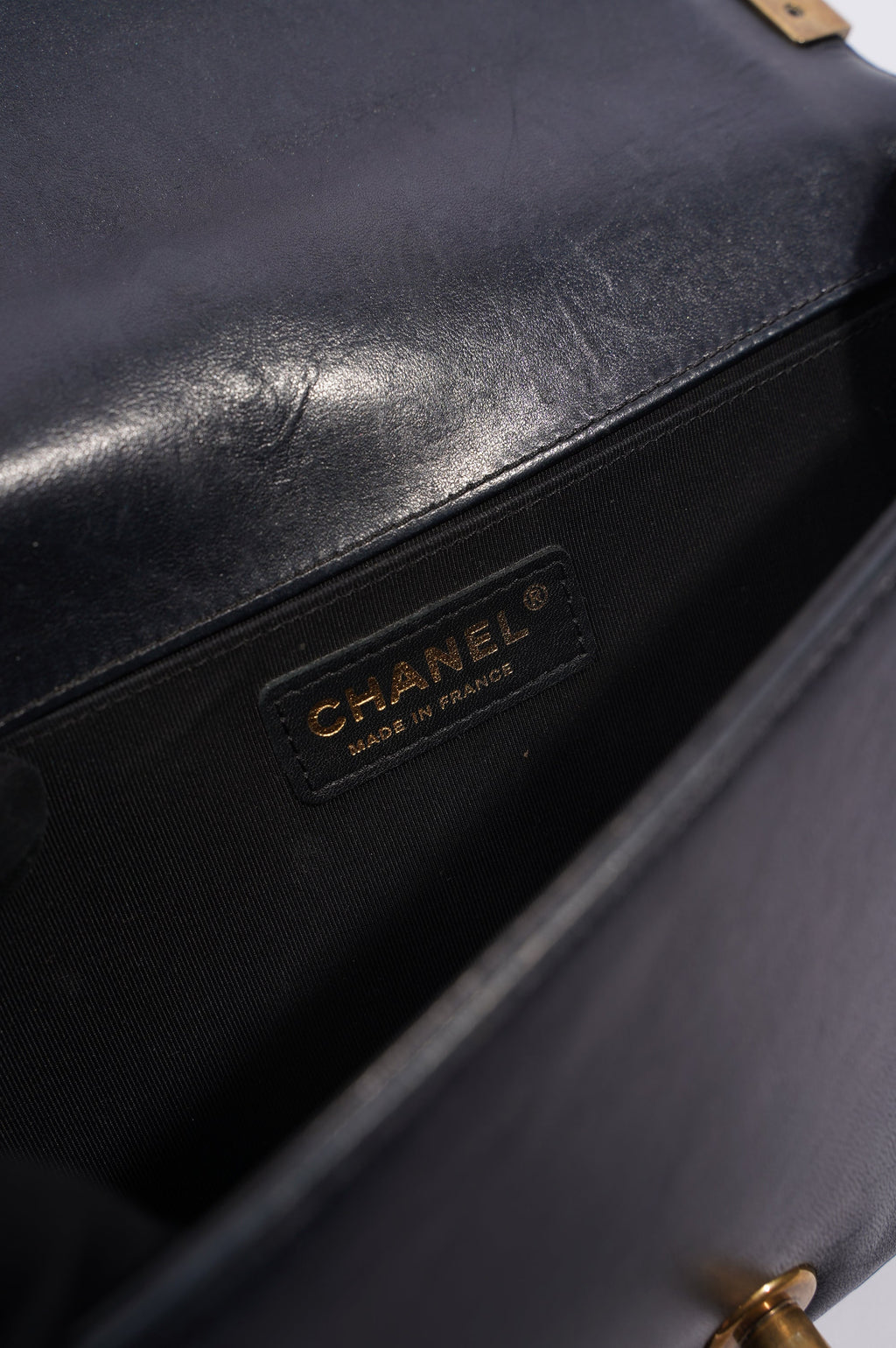 Chanel Womens Boy Bag Navy Lambskin Medium