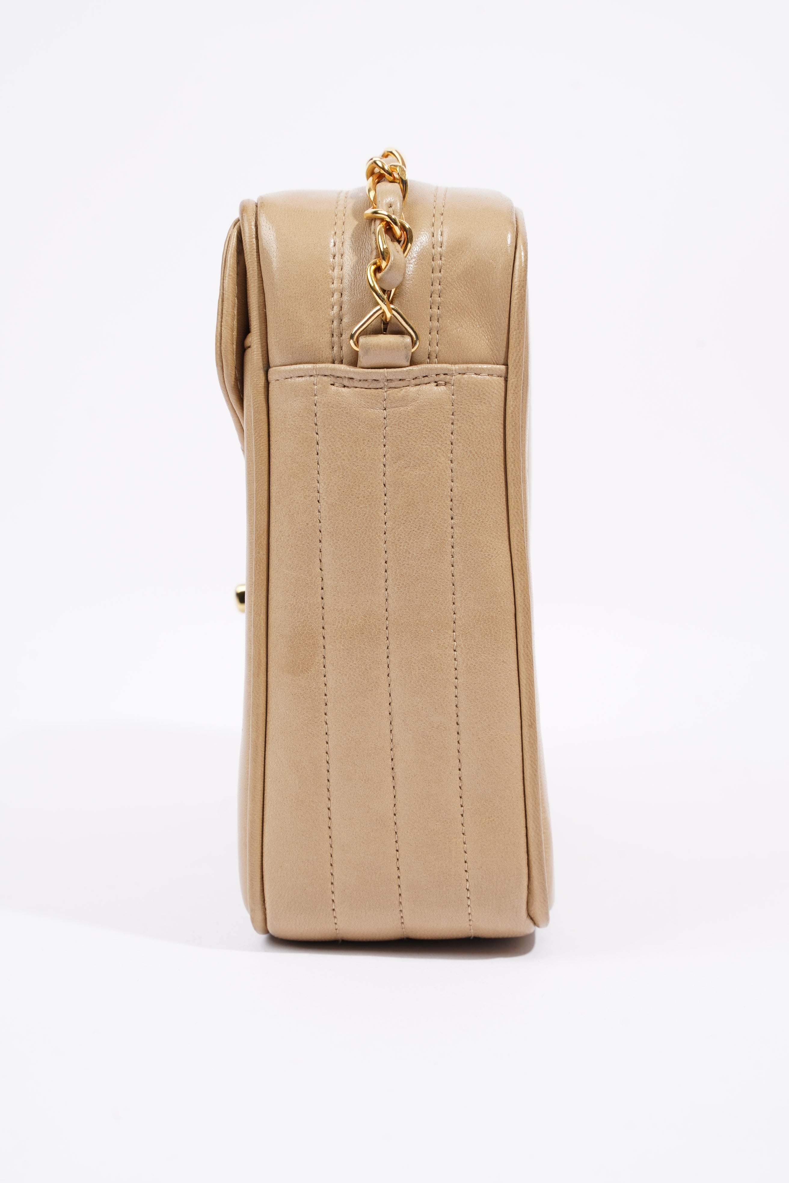 Chanel Vertical Quilted Bag Brown Lambskin Leather