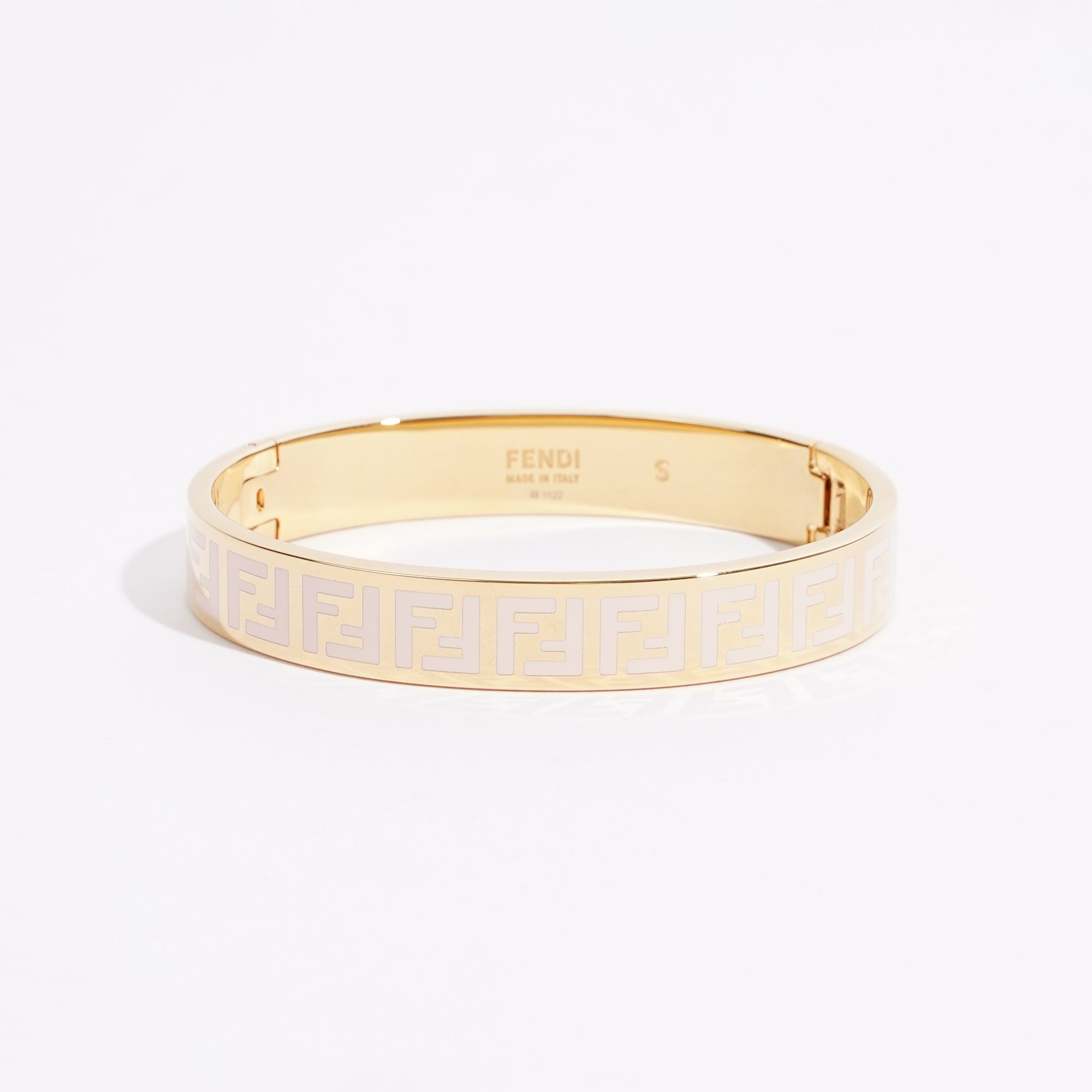 Fendi Womens FF Bracelet Gold Finish Base Metal Small