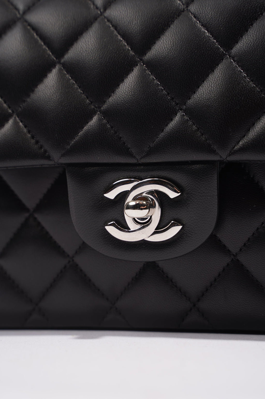 Chanel Lambskin Classic Double Flap Black Leather Small