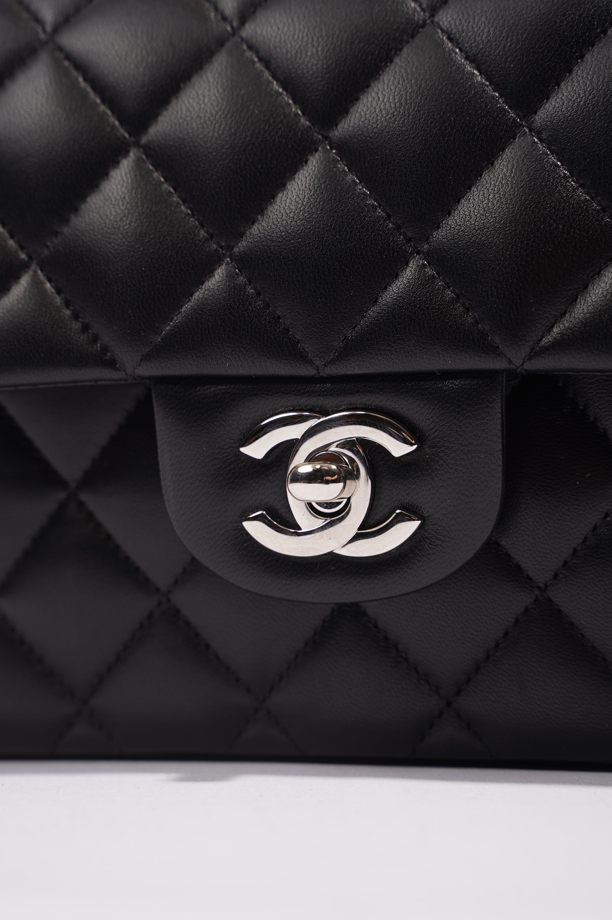 Chanel Lambskin Classic Double Flap Black Leather Small
