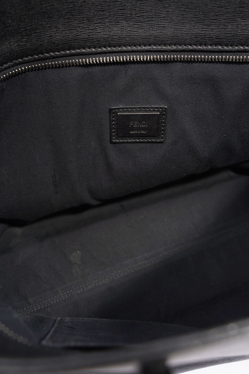 Fendi Logo Roll Tote Black Leather / Shearling Large