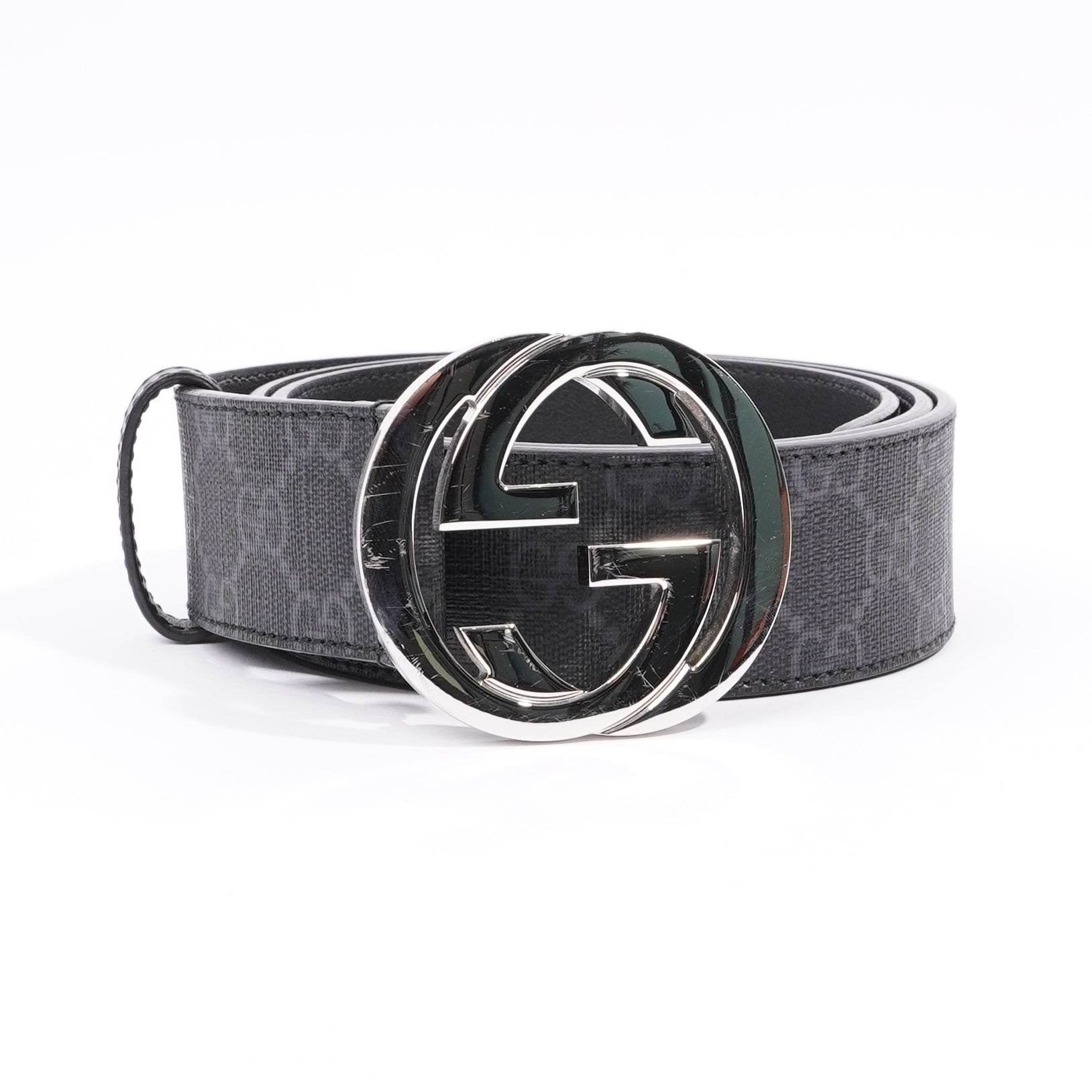 Gucci Mens Interlocking Belt Black Guccissima 95cm - 38"
