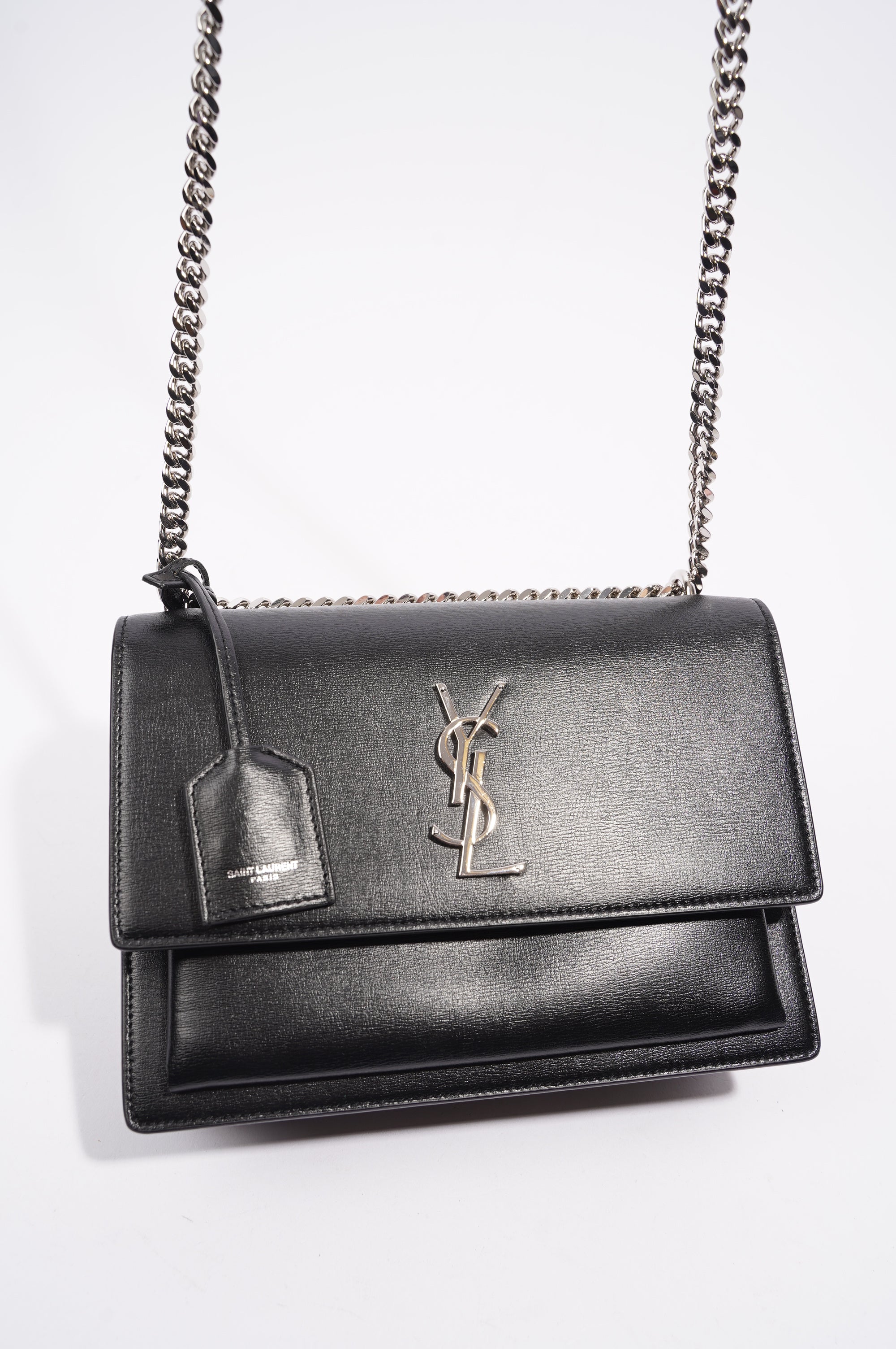 Saint Laurent Womens Sunset Chain Bag Black Medium
