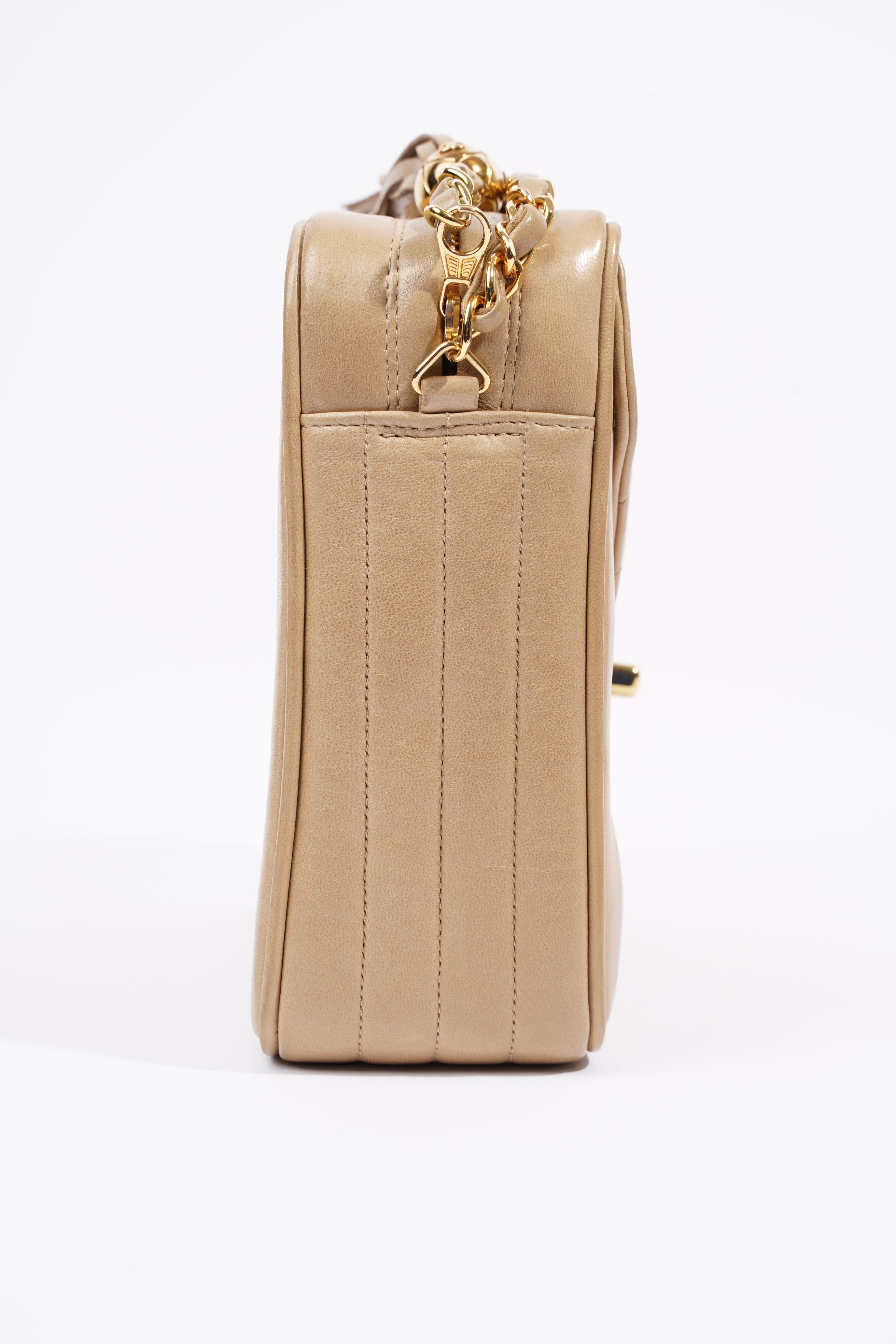 Chanel Vertical Quilted Bag Brown Lambskin Leather
